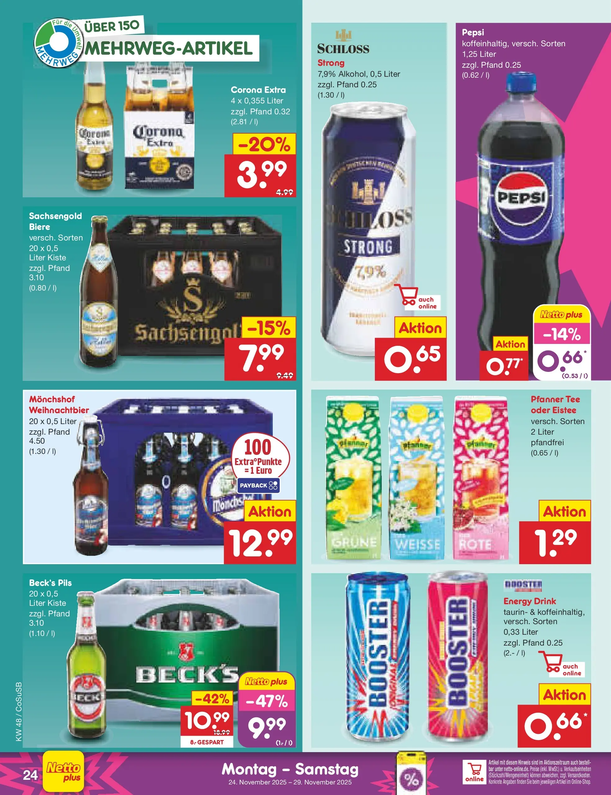 Netto Marken-Discount prospekt Bitterfeld-Wolfen	 (ab 24.11.2025) » Angebote | Seite: 30 | Produkte: Monchshof, Energy, Pepsi, Tee