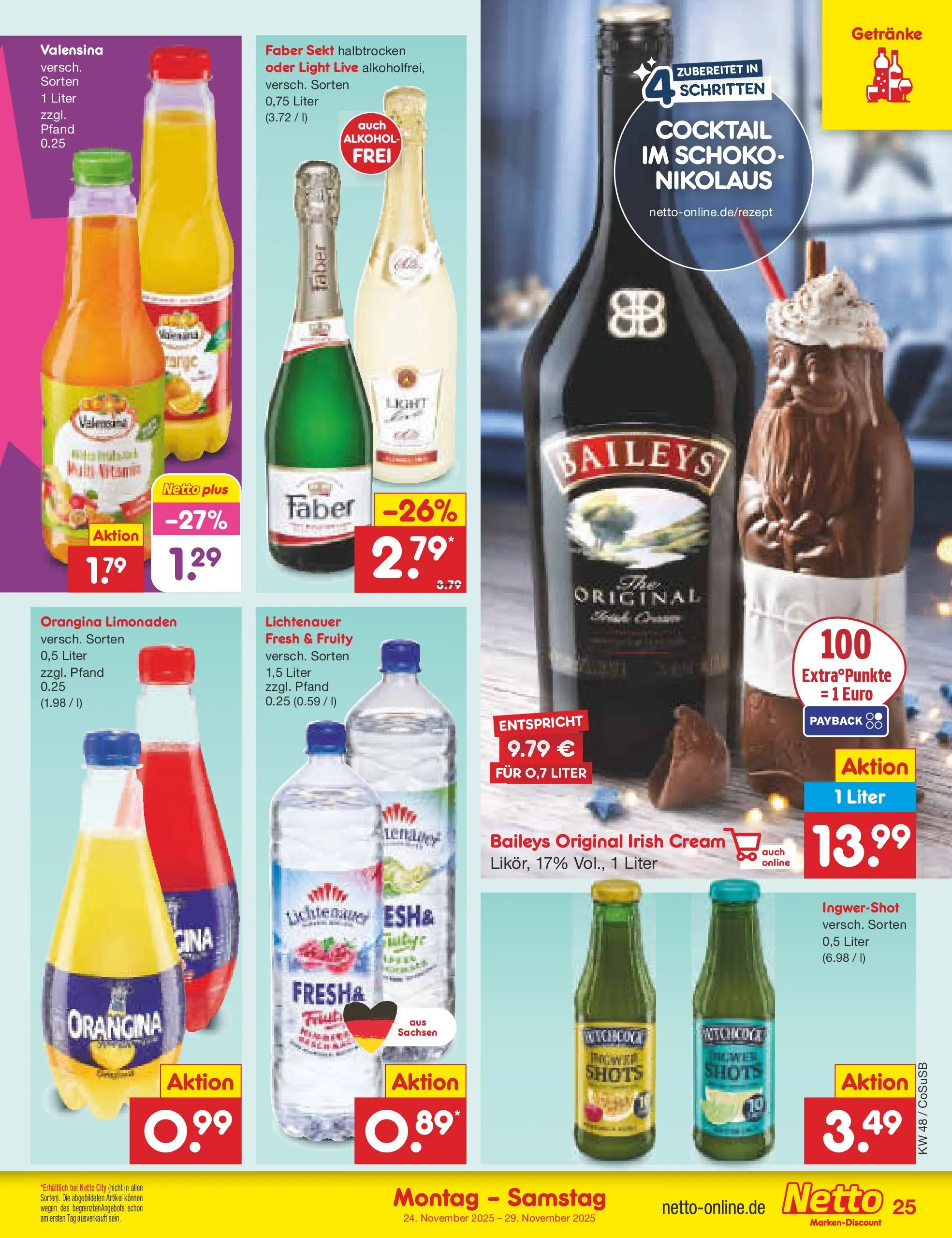 Netto Marken-Discount prospekt Bitterfeld-Wolfen	 (ab 24.11.2025) » Angebote | Seite: 31 | Produkte: Sekt, Valensina, Baileys