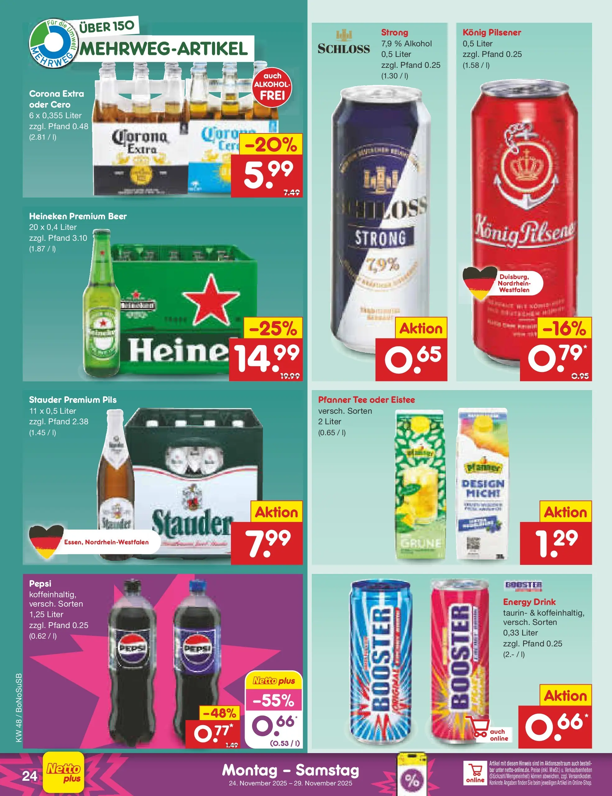 Netto Marken-Discount prospekt Herne	 (ab 24.11.2025) » Angebote | Seite: 30 | Produkte: Konig pilsener, Energy, Pils, Heineken
