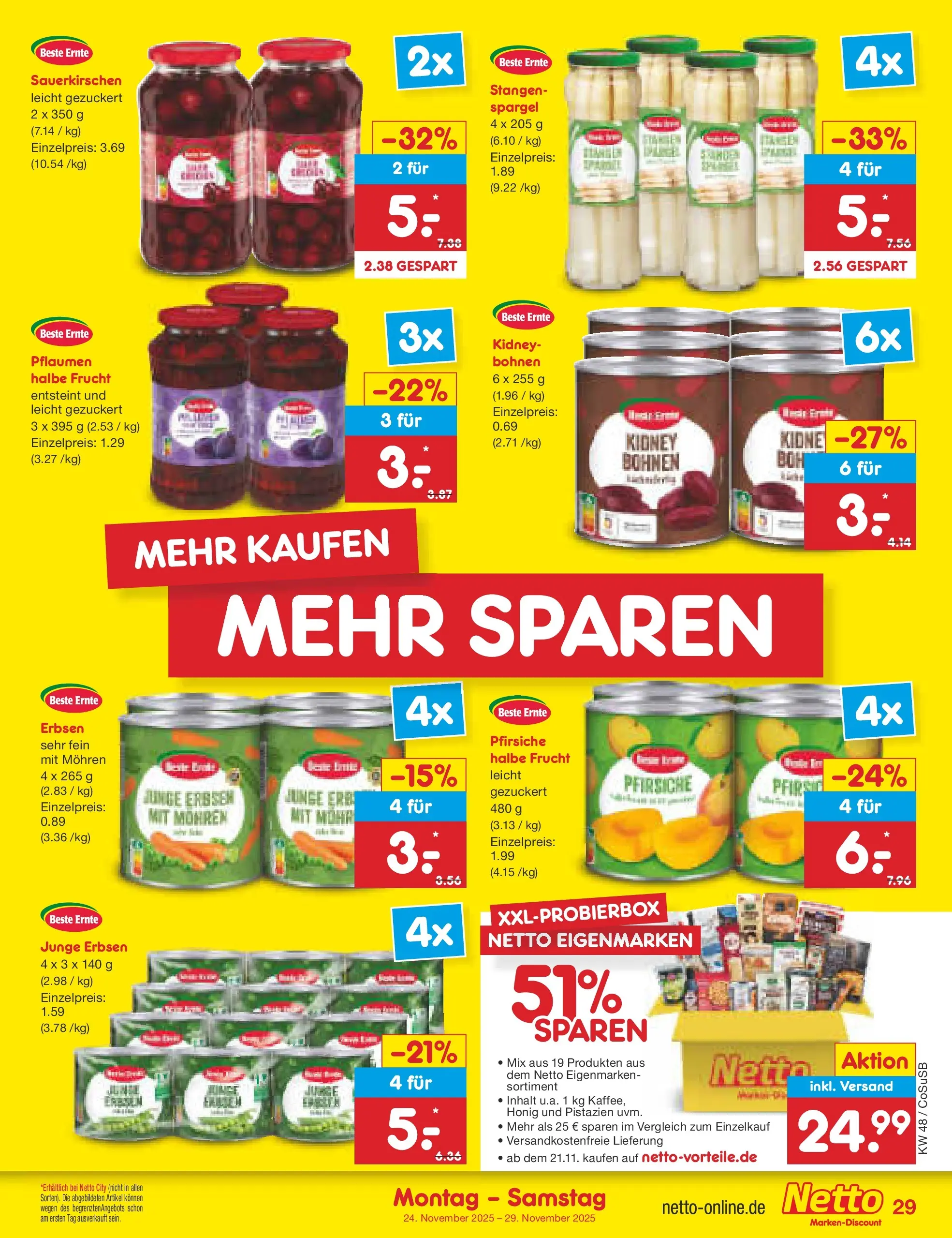 Netto Marken-Discount prospekt Bitterfeld-Wolfen	 (ab 24.11.2025) » Angebote | Seite: 35 | Produkte: Spargel, Pistazien, Mohren, Erbsen