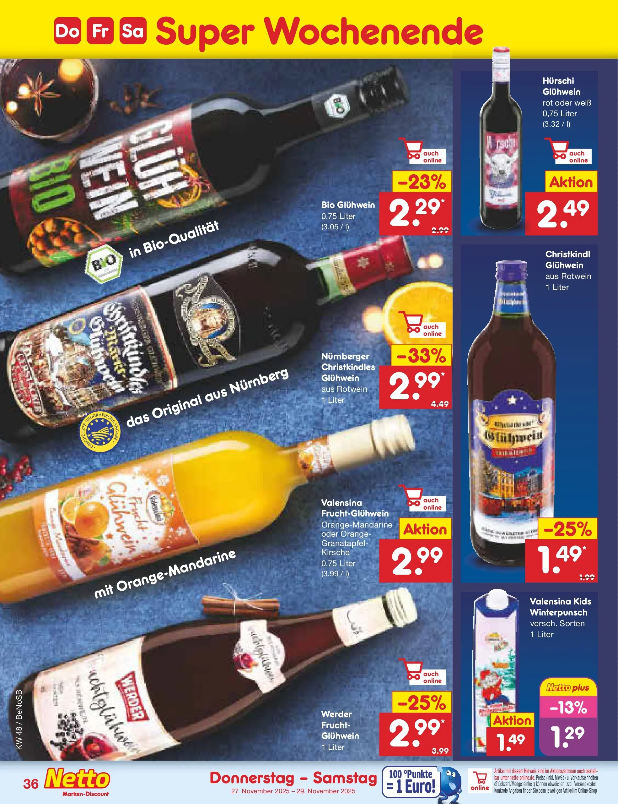Netto Marken-Discount prospekt Bergen Auf Rügen	 (ab 24.11.2025) » Angebote | Seite: 44 | Produkte: Granatapfel, Rotwein, Valensina