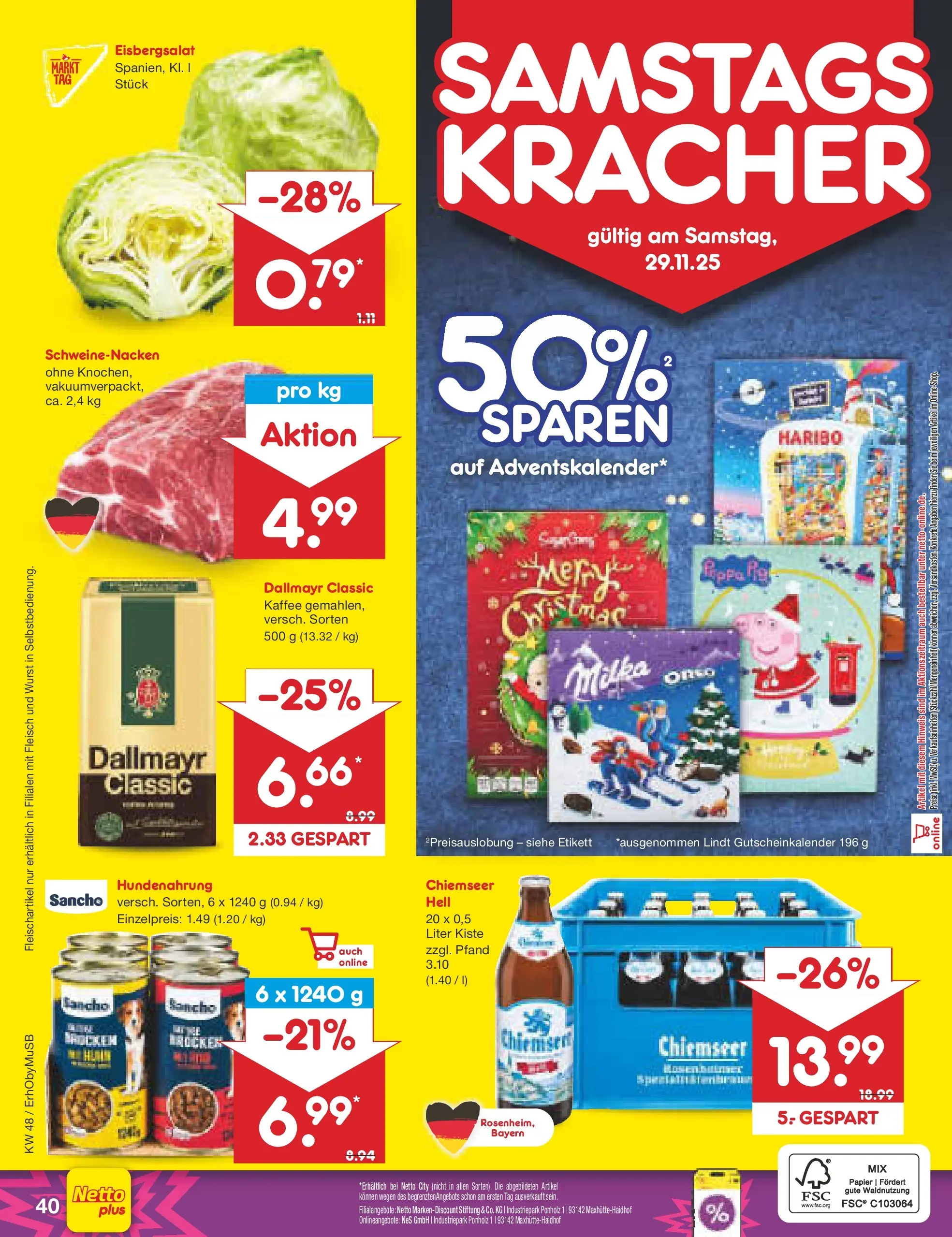 Netto Marken-Discount prospekt München	 (ab 23.11.2025) » Angebote | Seite: 48 | Produkte: Haribo, Kaffee, Milka, Lindt
