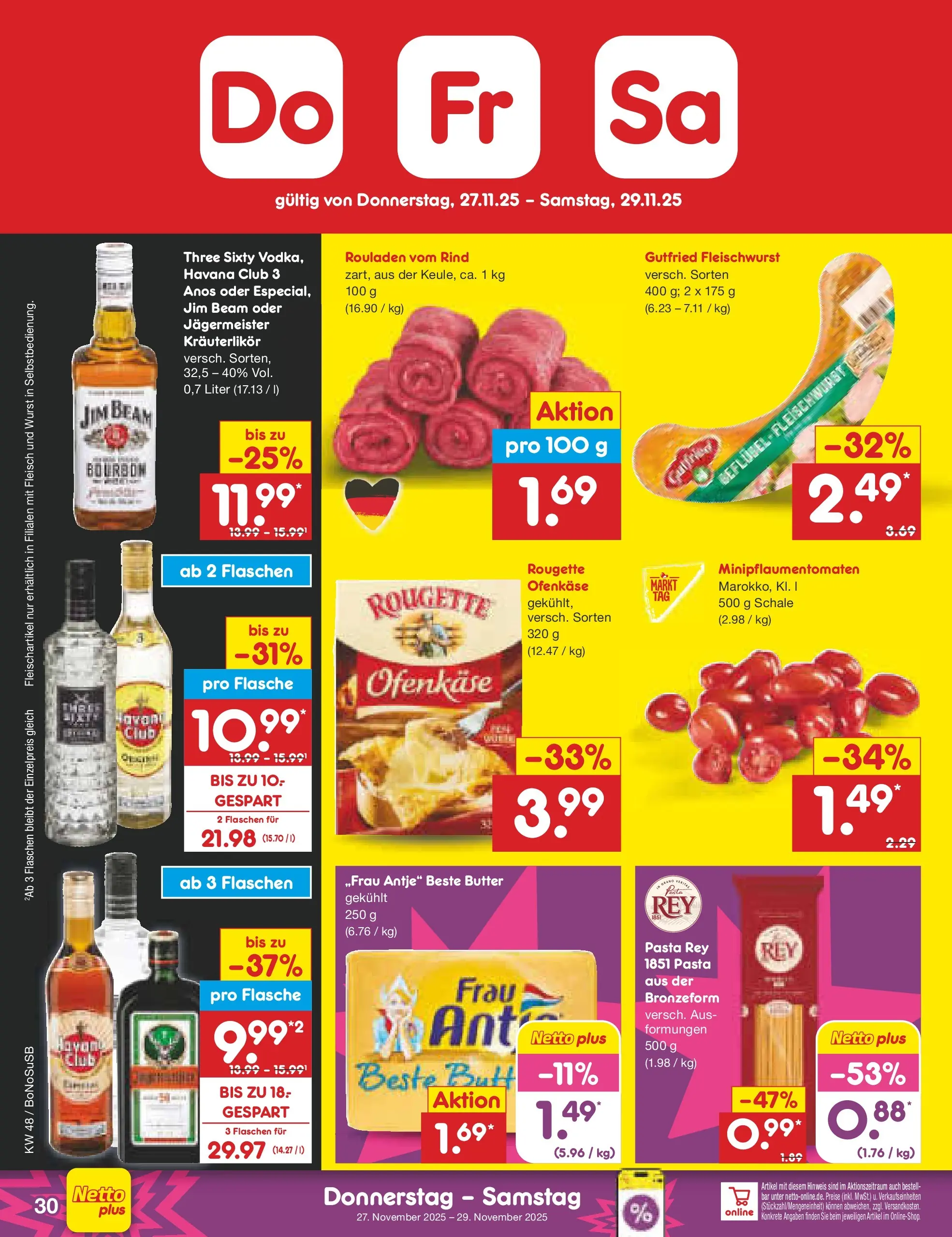 Netto Marken-Discount prospekt Herne	 (ab 24.11.2025) » Angebote | Seite: 36 | Produkte: Jim beam, Jägermeister, Wurst, Fleisch