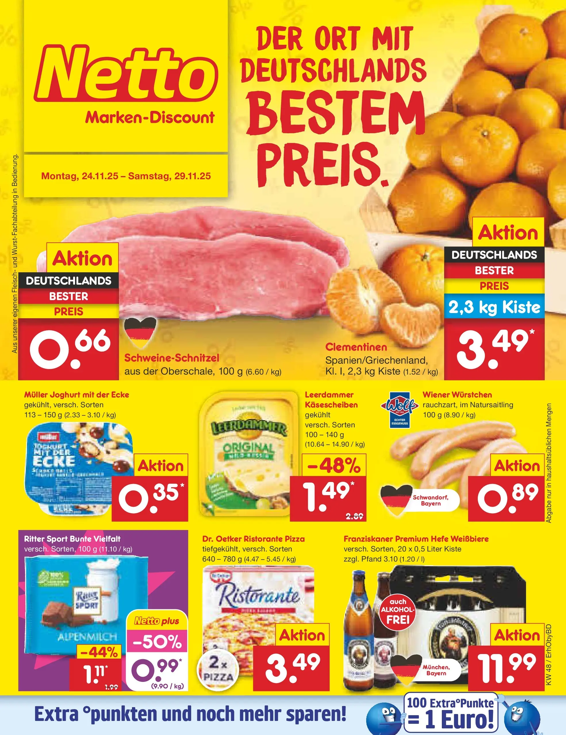 Netto Marken-Discount prospekt Velden	 (ab 24.11.2025) » Angebote | Seite: 1 | Produkte: Ristorante, Franziskaner, Joghurt, Leerdammer