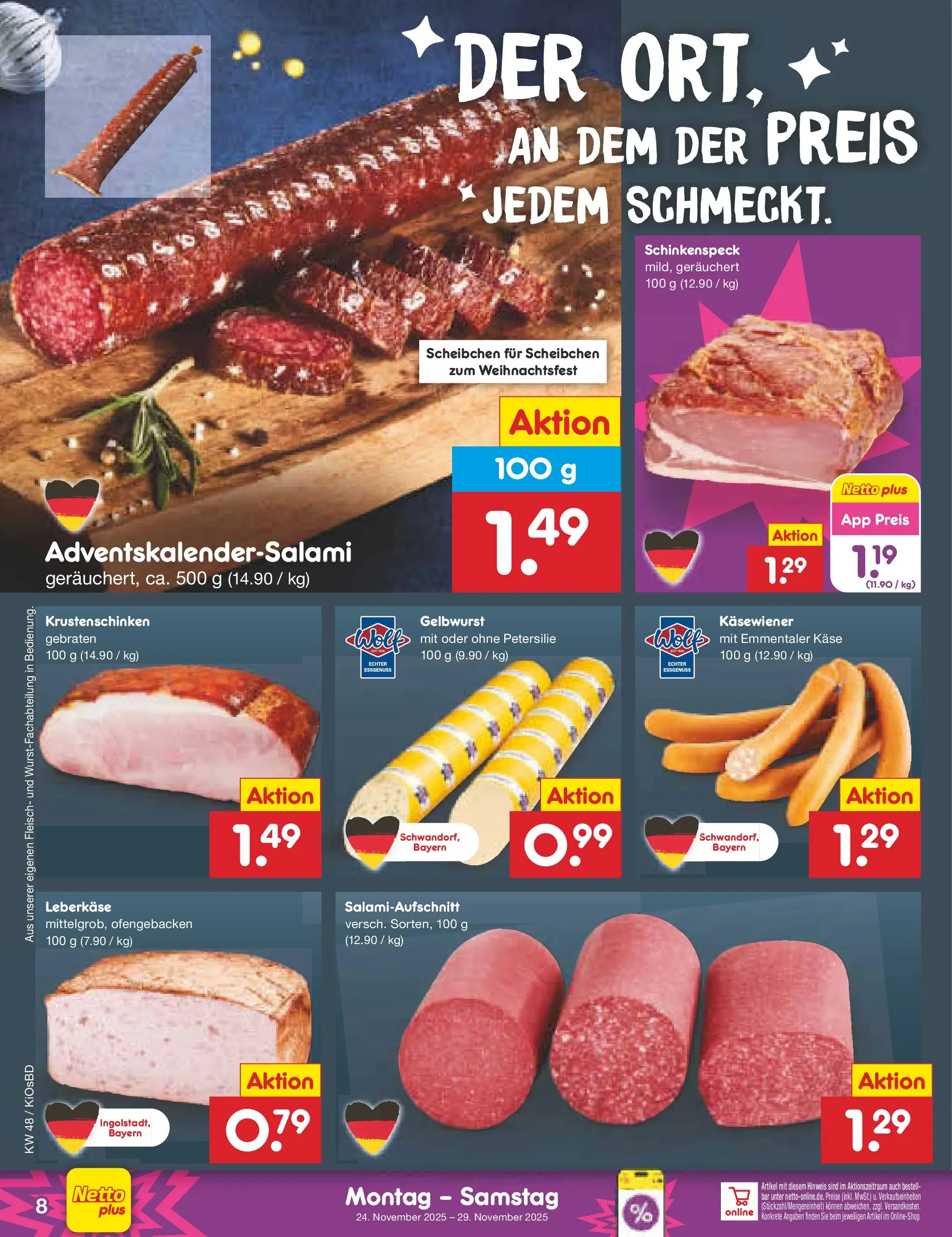 Netto Marken-Discount prospekt Mistelbach	 (ab 24.11.2025) » Angebote | Seite: 8 | Produkte: Käse, Petersilie, Fleisch, Leberkase