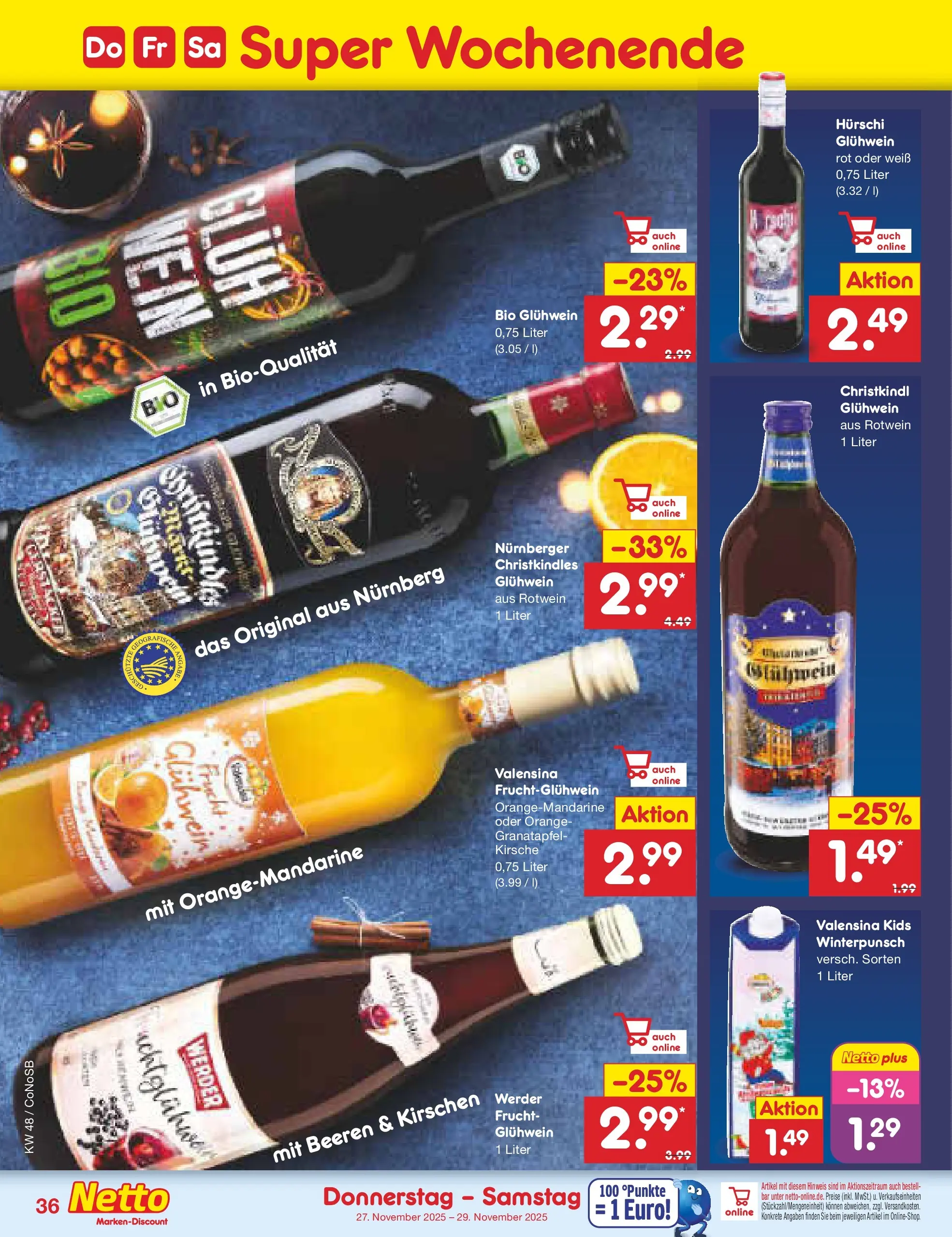 Netto Marken-Discount prospekt Kloster Lehnin	 (ab 24.11.2025) » Angebote | Seite: 44 | Produkte: Granatapfel, Rotwein, Kirschen, Valensina
