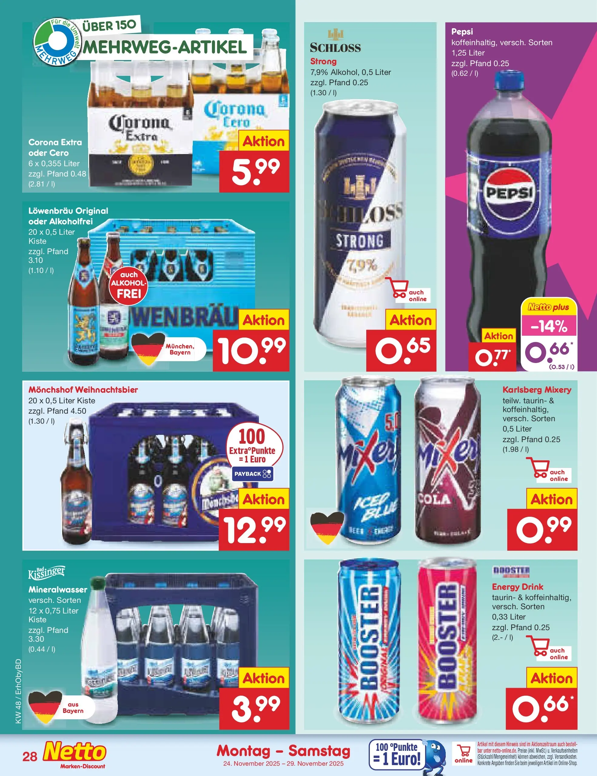 Netto Marken-Discount prospekt Velden	 (ab 24.11.2025) » Angebote | Seite: 34 | Produkte: Monchshof, Energy, Pepsi, Mixery