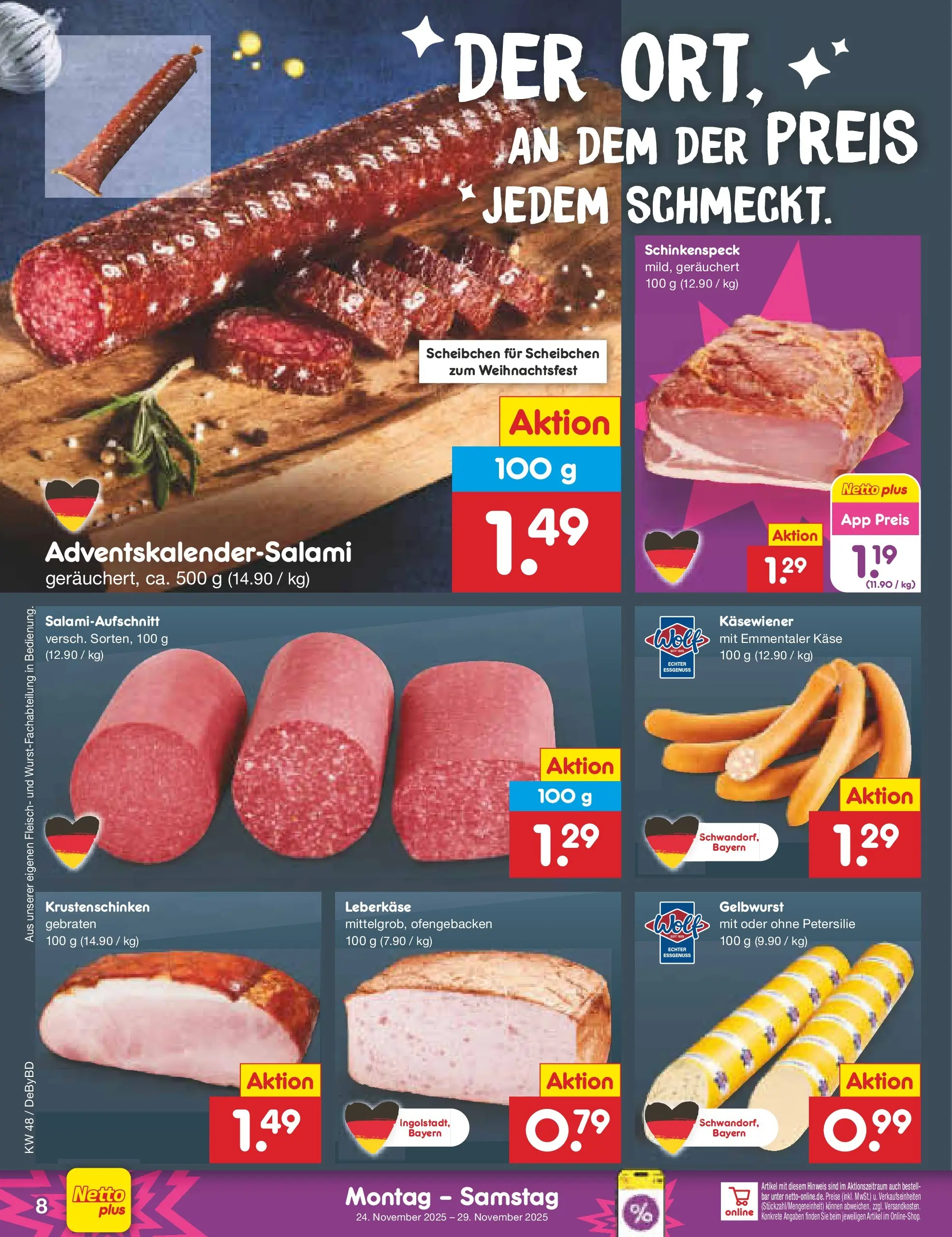 Netto Marken-Discount prospekt Buttenwiesen	 (ab 24.11.2025) » Angebote | Seite: 8 | Produkte: Käse, Petersilie, Fleisch, Leberkase