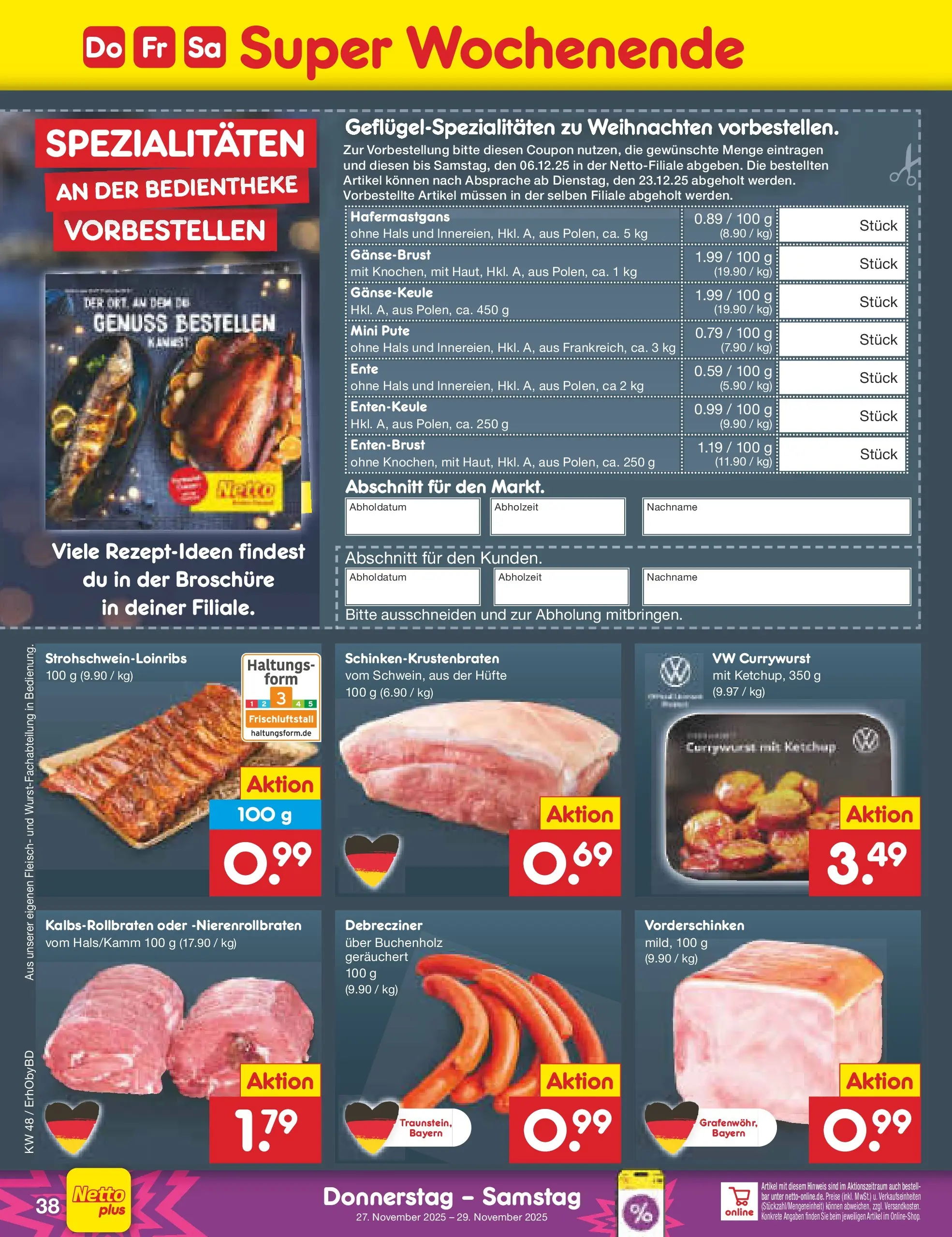 Netto Marken-Discount prospekt Velden	 (ab 24.11.2025) » Angebote | Seite: 46 | Produkte: Pute, Fleisch, Ente