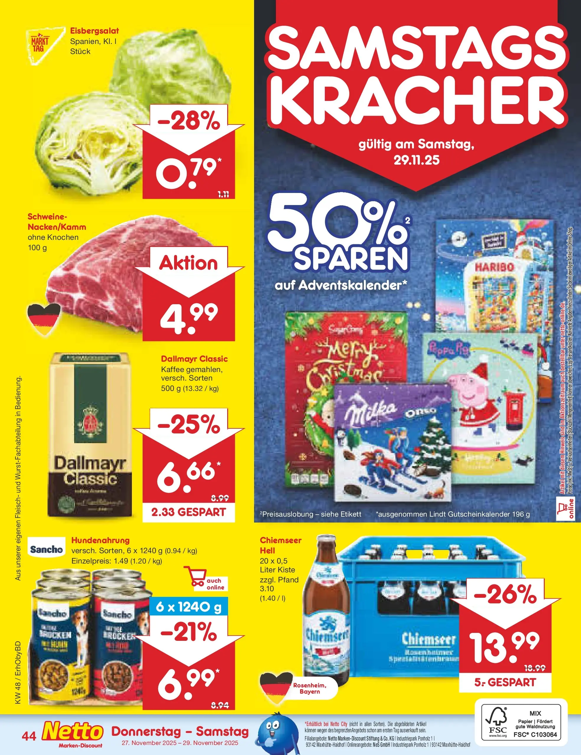 Netto Marken-Discount prospekt Velden	 (ab 24.11.2025) » Angebote | Seite: 52 | Produkte: Haribo, Kaffee, Eisbergsalat, Fleisch