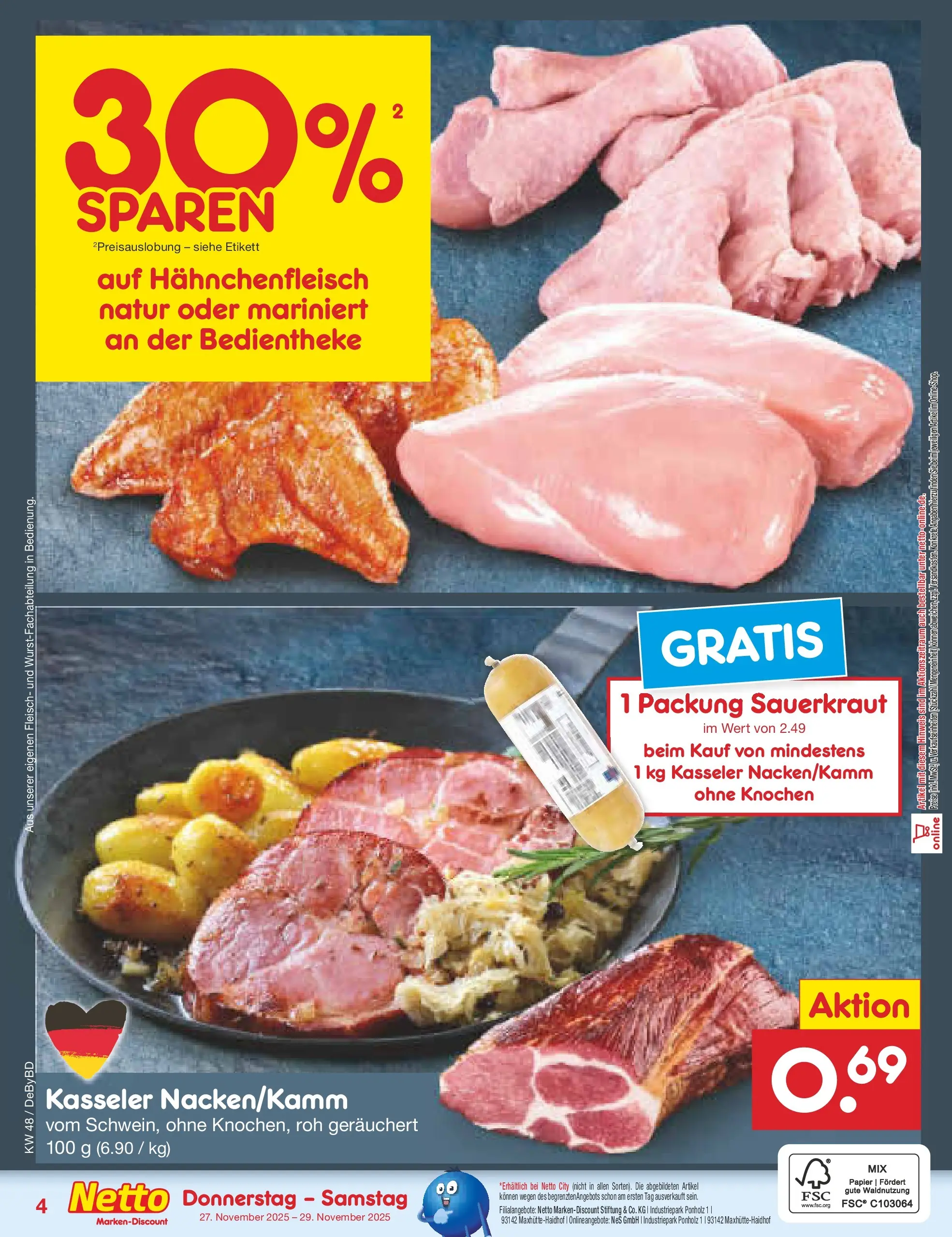 Netto Marken-Discount prospekt Buttenwiesen	 (ab 24.11.2025) » Angebote | Seite: 22 | Produkte: Fleisch