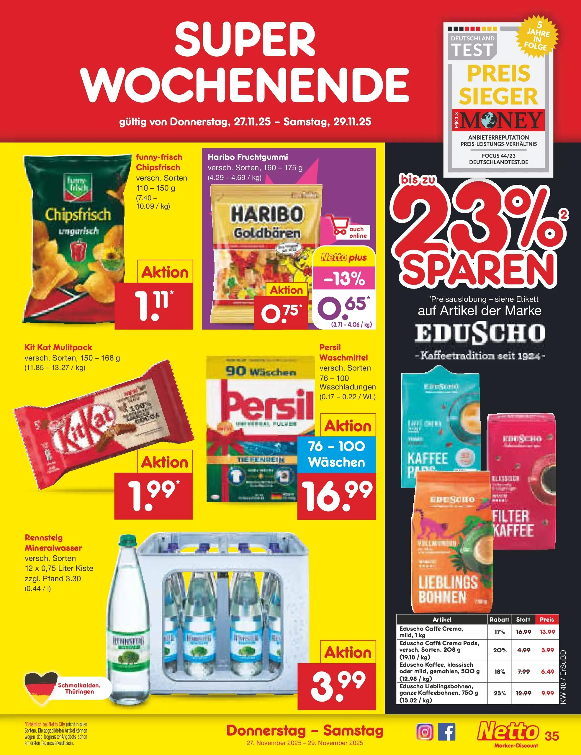 Netto Marken-Discount prospekt Jena-Lobeda	 (ab 24.11.2025) » Angebote | Seite: 43 | Produkte: Haribo, Kaffee, Mineralwasser, Persil