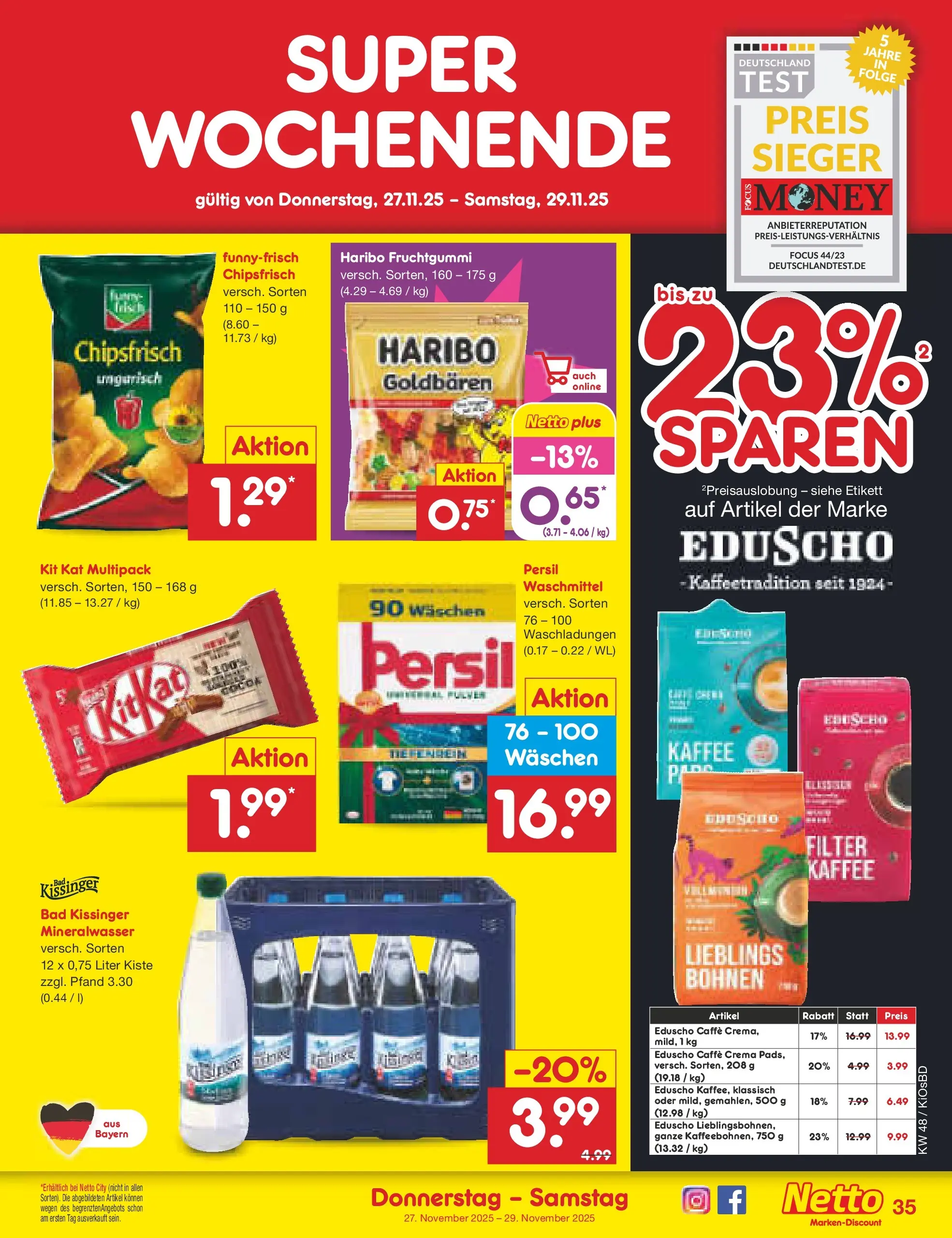Netto Marken-Discount prospekt Mistelbach	 (ab 24.11.2025) » Angebote | Seite: 43 | Produkte: Haribo, Kaffee, Mineralwasser, Eduscho