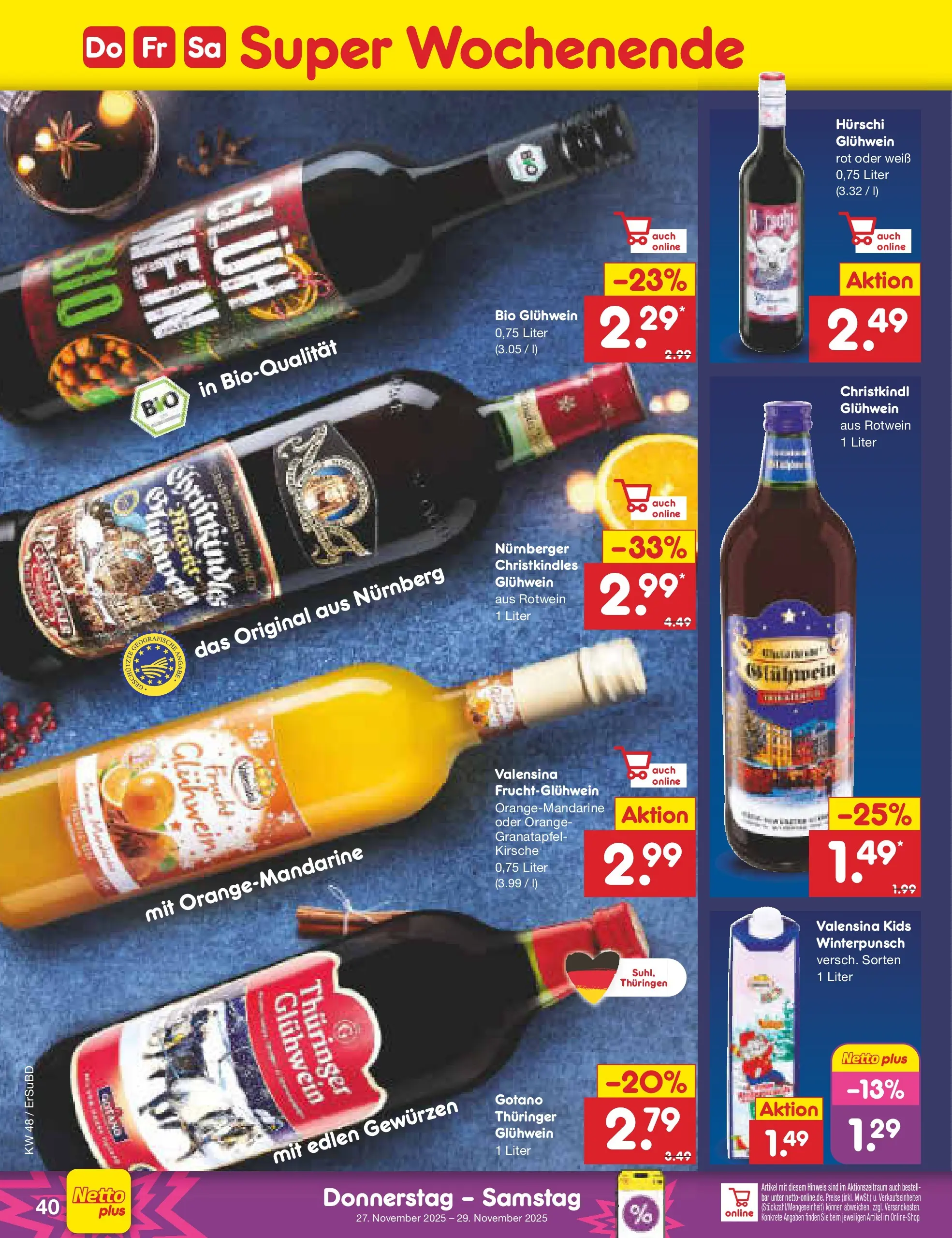 Netto Marken-Discount prospekt Jena-Lobeda	 (ab 24.11.2025) » Angebote | Seite: 48 | Produkte: Granatapfel, Rotwein, Valensina