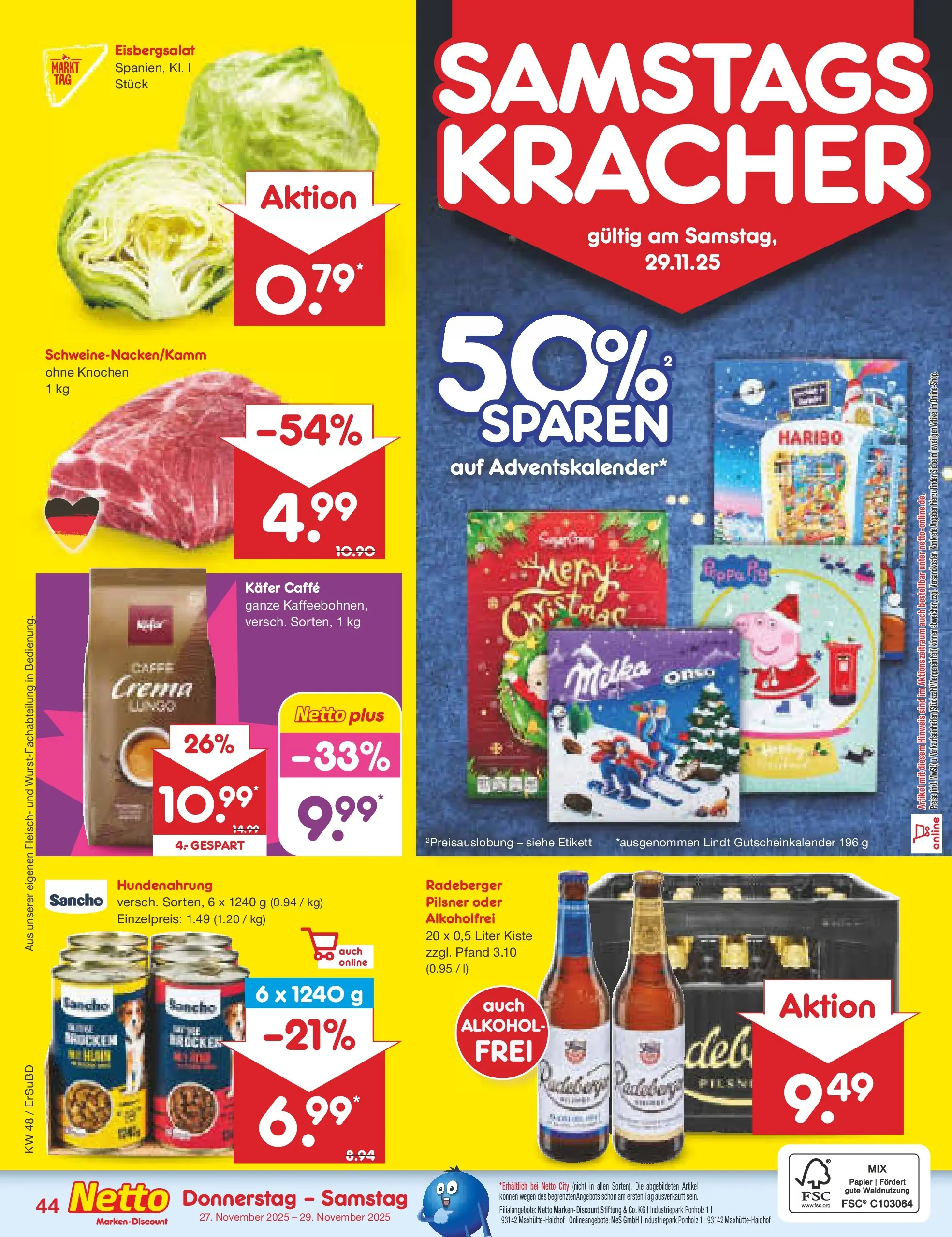 Netto Marken-Discount prospekt Jena-Lobeda	 (ab 24.11.2025) » Angebote | Seite: 52 | Produkte: Haribo, Milka, Lindt, Fleisch