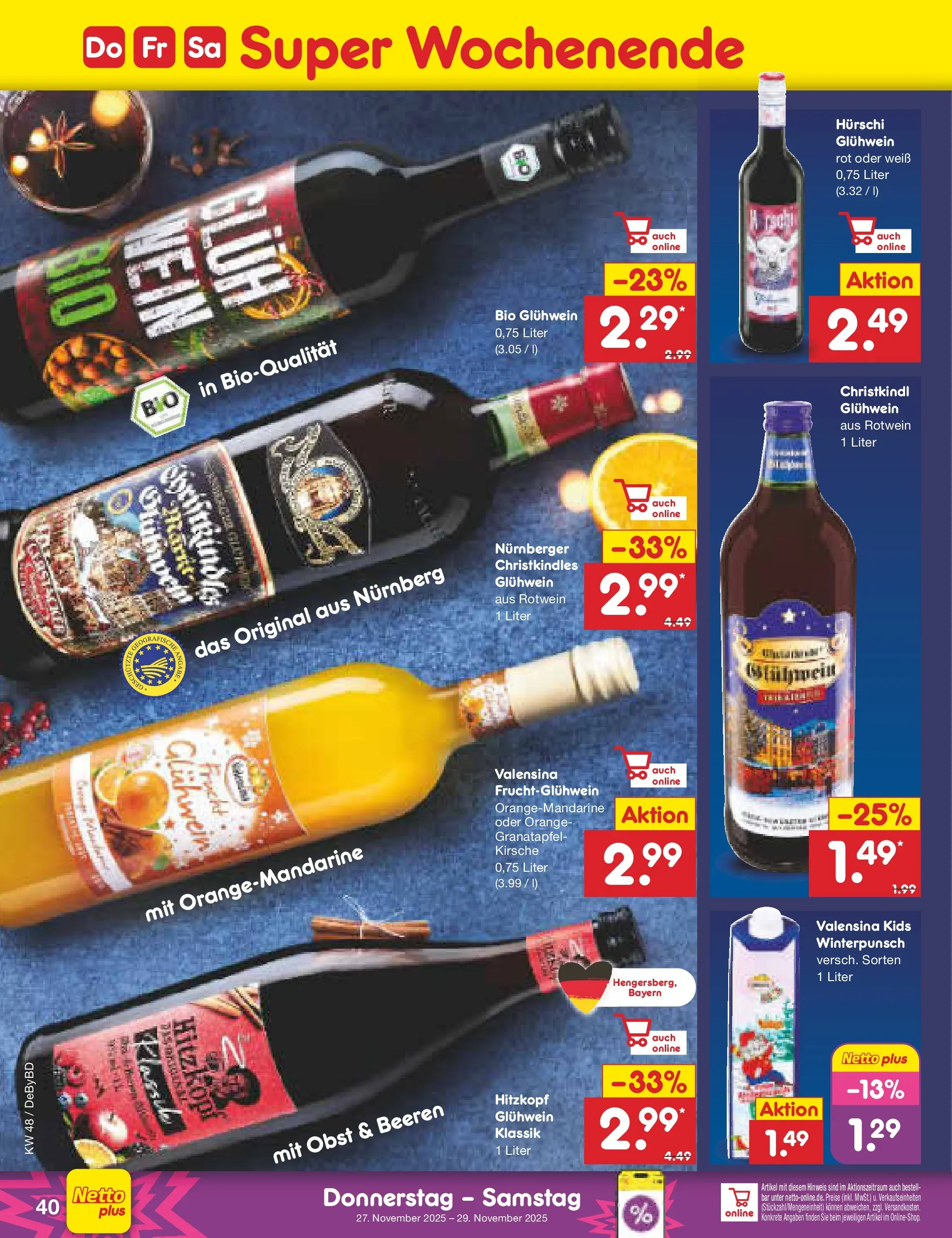 Netto Marken-Discount prospekt Buttenwiesen	 (ab 24.11.2025) » Angebote | Seite: 45 | Produkte: Granatapfel, Rotwein, Valensina, Obst