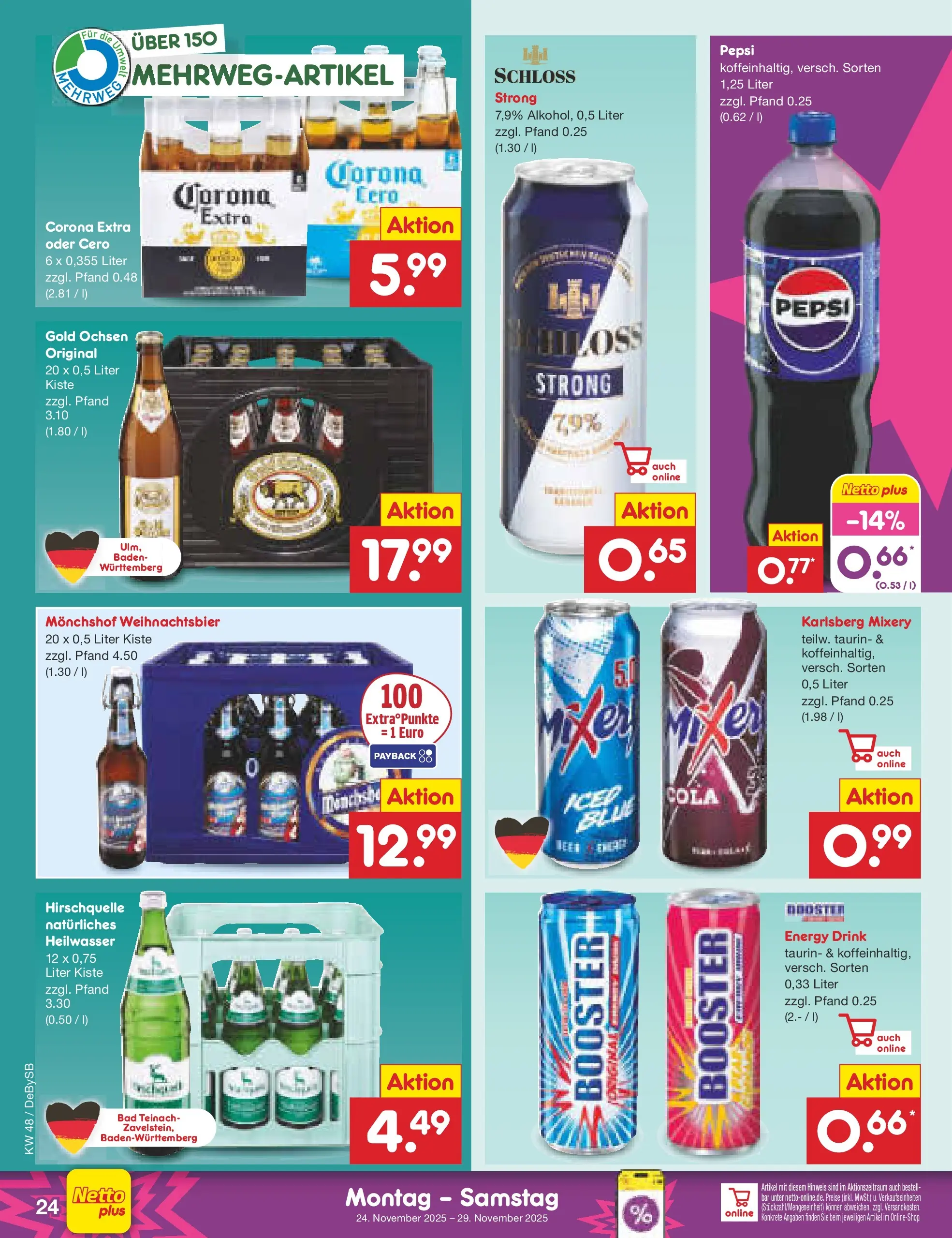Netto Marken-Discount prospekt Thierhaupten	 (ab 24.11.2025) » Angebote | Seite: 30 | Produkte: Energy, Bad, Pepsi, Mixery