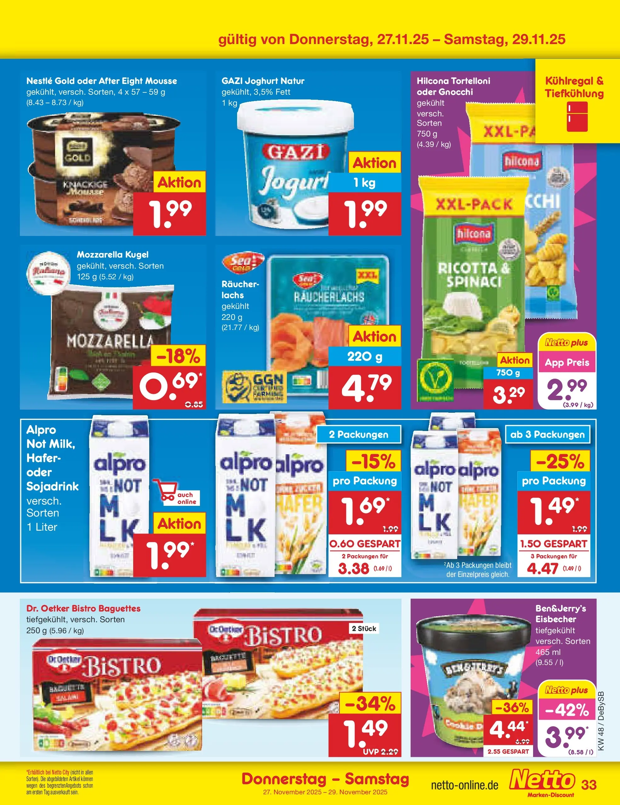 Netto Marken-Discount prospekt Thierhaupten	 (ab 24.11.2025) » Angebote | Seite: 41 | Produkte: Joghurt, Lachs, Räucherlachs, Alpro