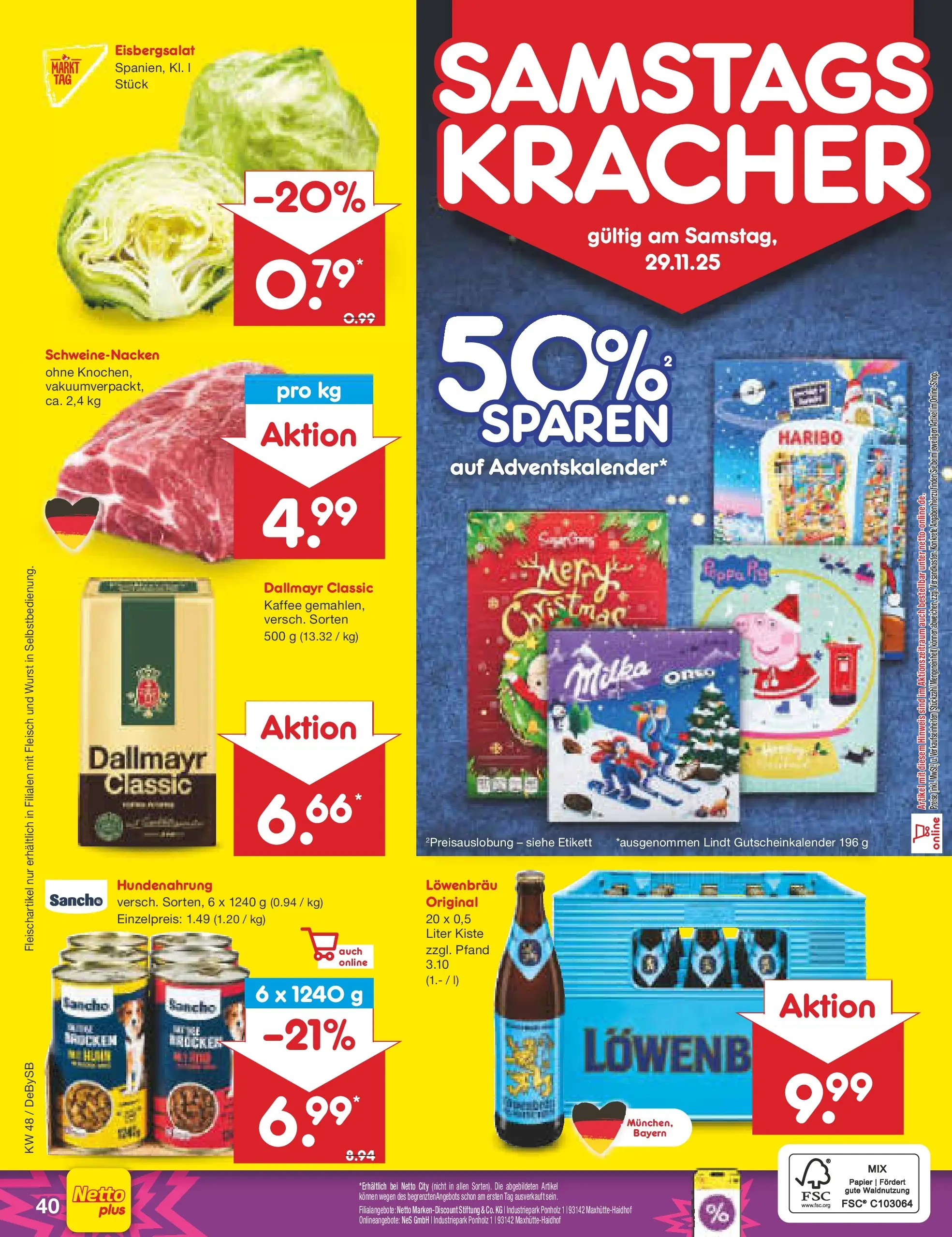 Netto Marken-Discount prospekt Thierhaupten	 (ab 24.11.2025) » Angebote | Seite: 48 | Produkte: Haribo, Kaffee, Schweinenacken, Dallmayr