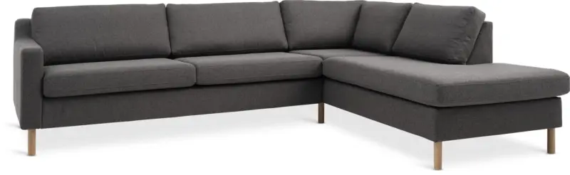 JYSK Диван HELLERUP отворен край десен сив текстил/цв. нат. дъб