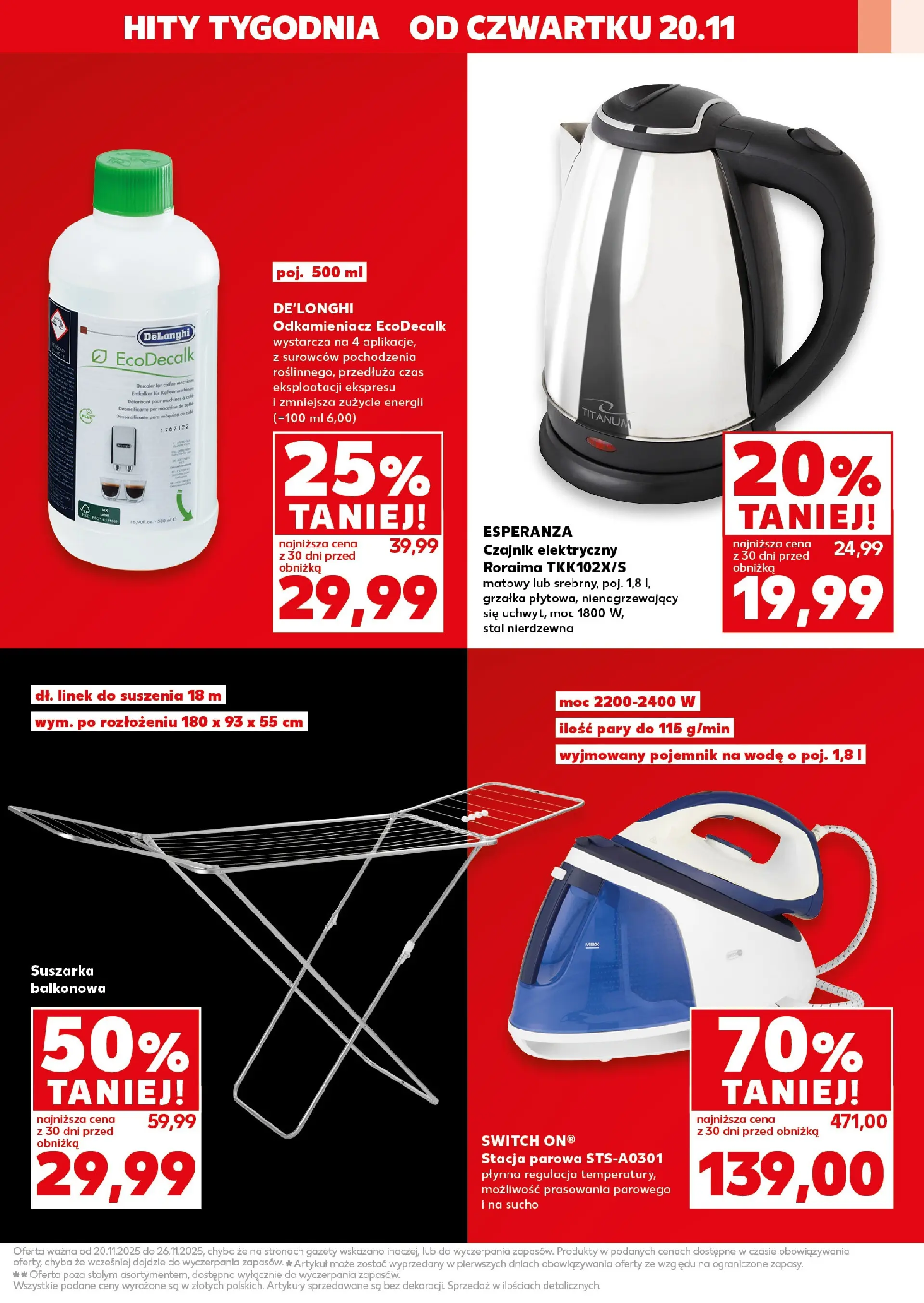Kaufland gazetka (20.11.2025) od jutra ✳️ BLACK FRIDAY | Strona: 3 | Produkty: Suszarka, Czajnik