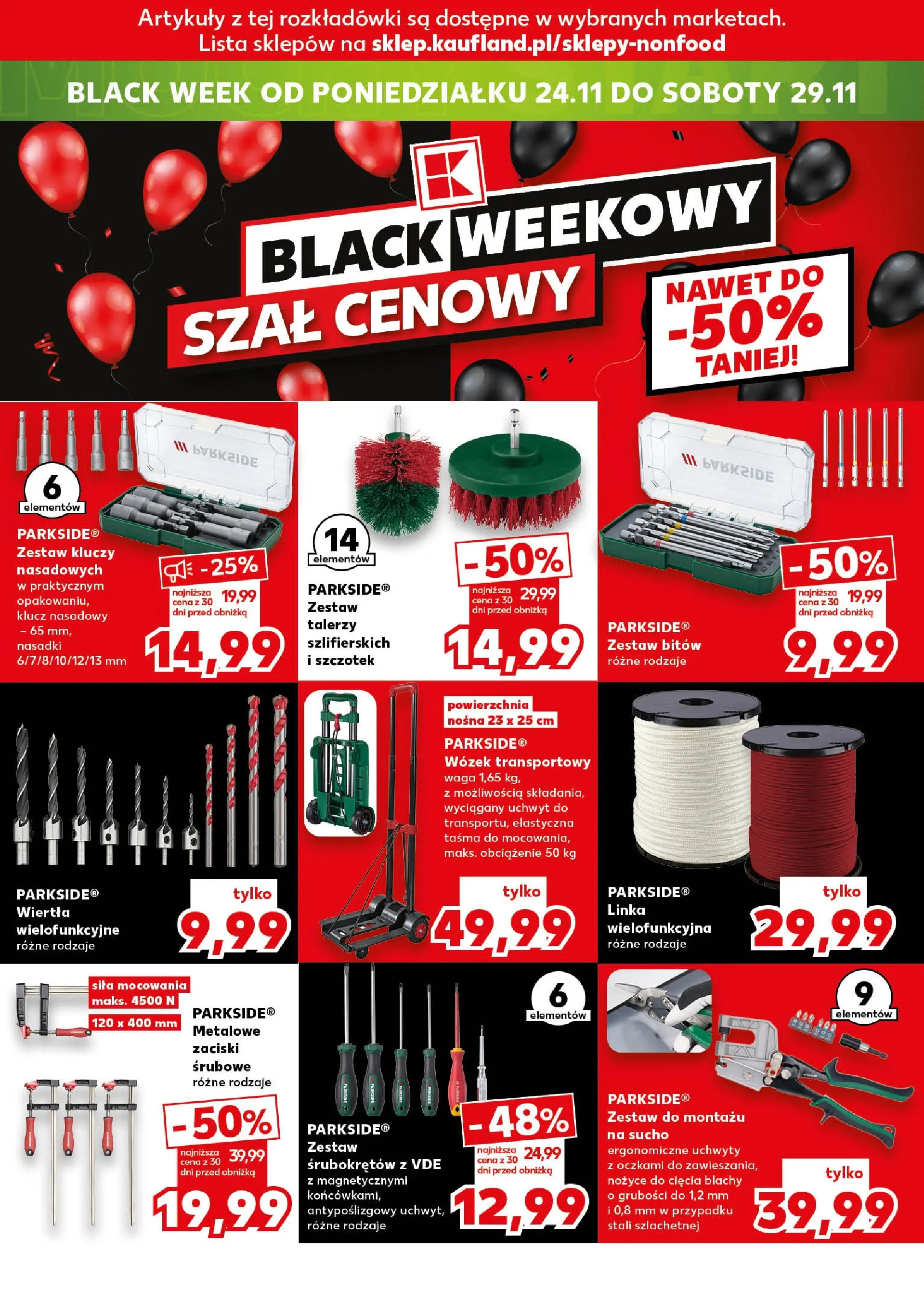 Kaufland gazetka (20.11.2025) od jutra ✳️ BLACK FRIDAY | Strona: 20 | Produkty: Wózek transportowy, Szal, Waga, Zestaw kluczy nasadowych