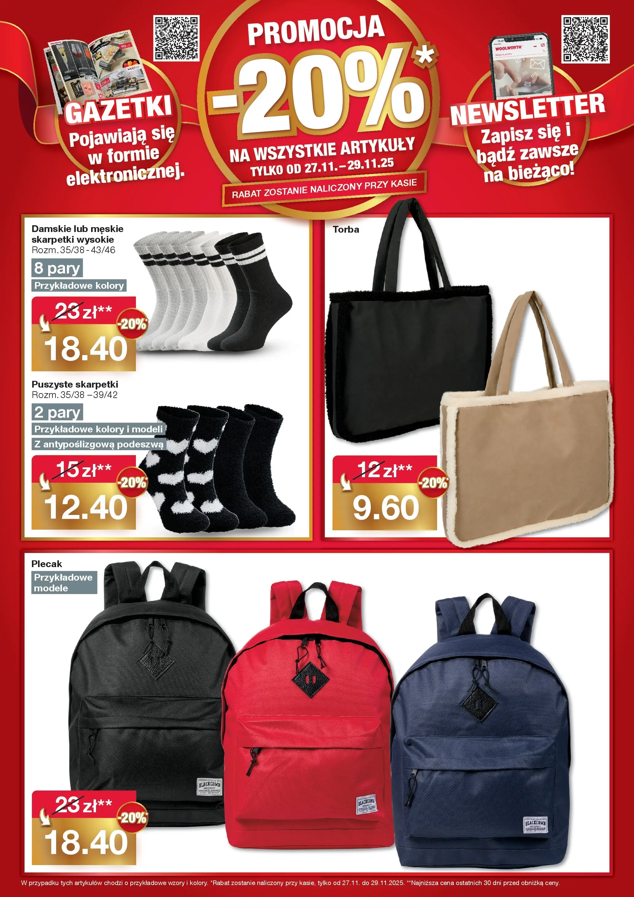 Woolworth Gazetka - Już w Nysa od (27.11.2025 - 29.11.2025) | Strona: 4 | Produkty: Plecak, Skarpetki, Torba