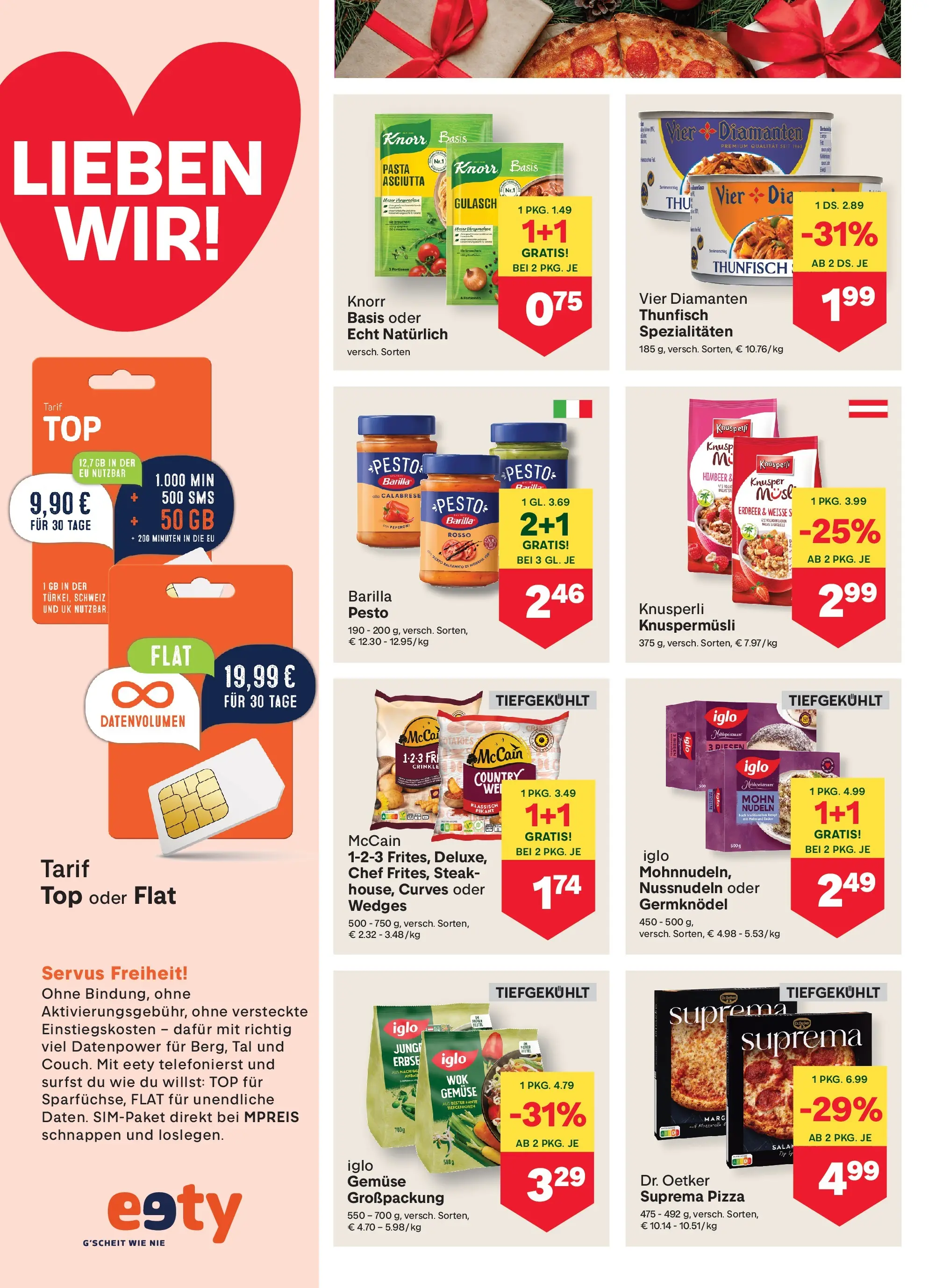 MPREIS Pfunds von 27.11.2025 - Aktuelle Angebote | Seite: 8 | Produkte: Pasta, Gemüse, Pizza, Nudeln