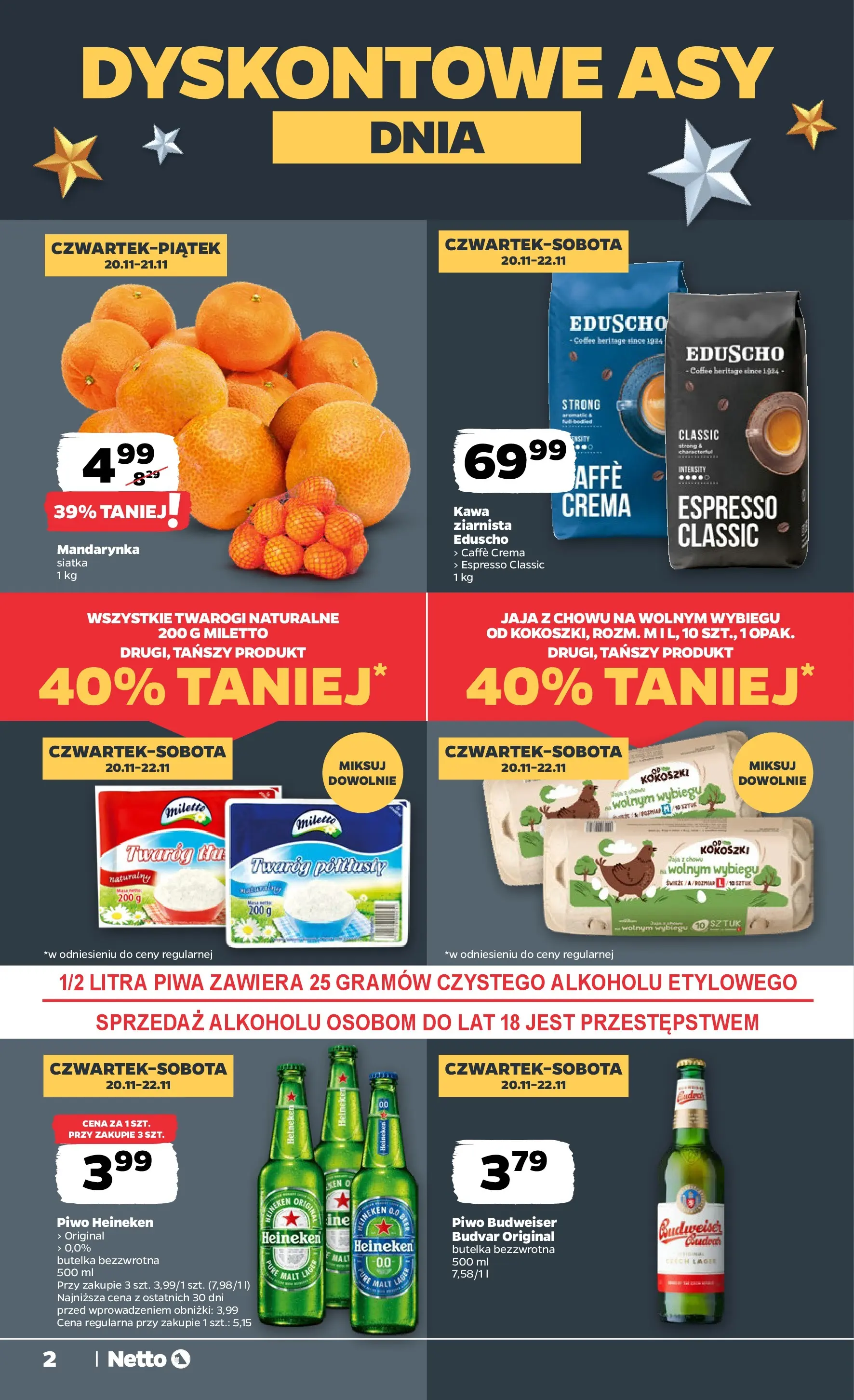 Netto gazetka - Spożywcza od 20.11.2025 - Aktualne promocje | Strona: 2 | Produkty: Twaróg półtłusty, Kawa, Piwo, Twaróg