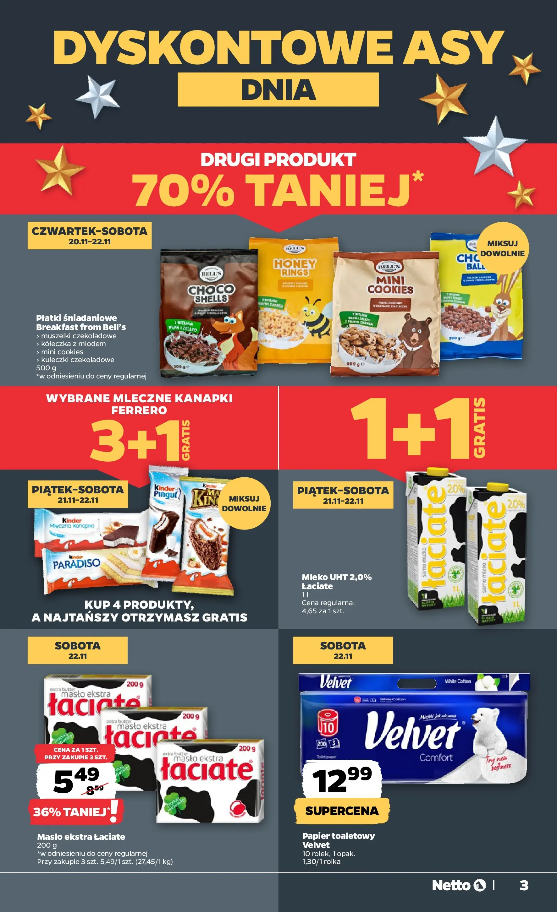 Netto gazetka - Spożywcza od 20.11.2025 - Aktualne promocje | Strona: 3 | Produkty: Żelazo, Bell, Płatki śniadaniowe, Mleko
