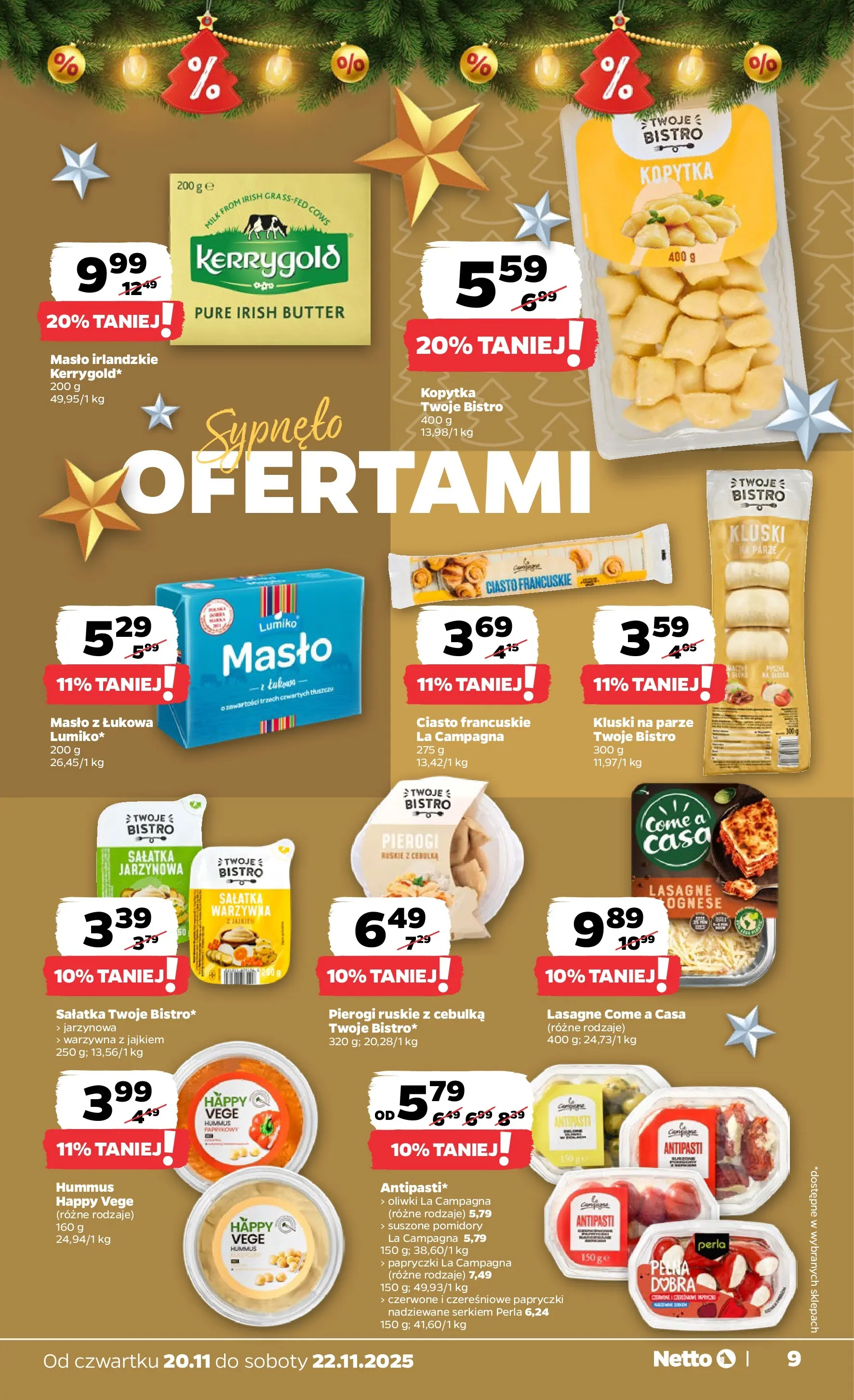 Netto gazetka - Spożywcza od 20.11.2025 - Aktualne promocje | Strona: 9 | Produkty: Pierogi, Kluski na parze, Masło, Sałatka