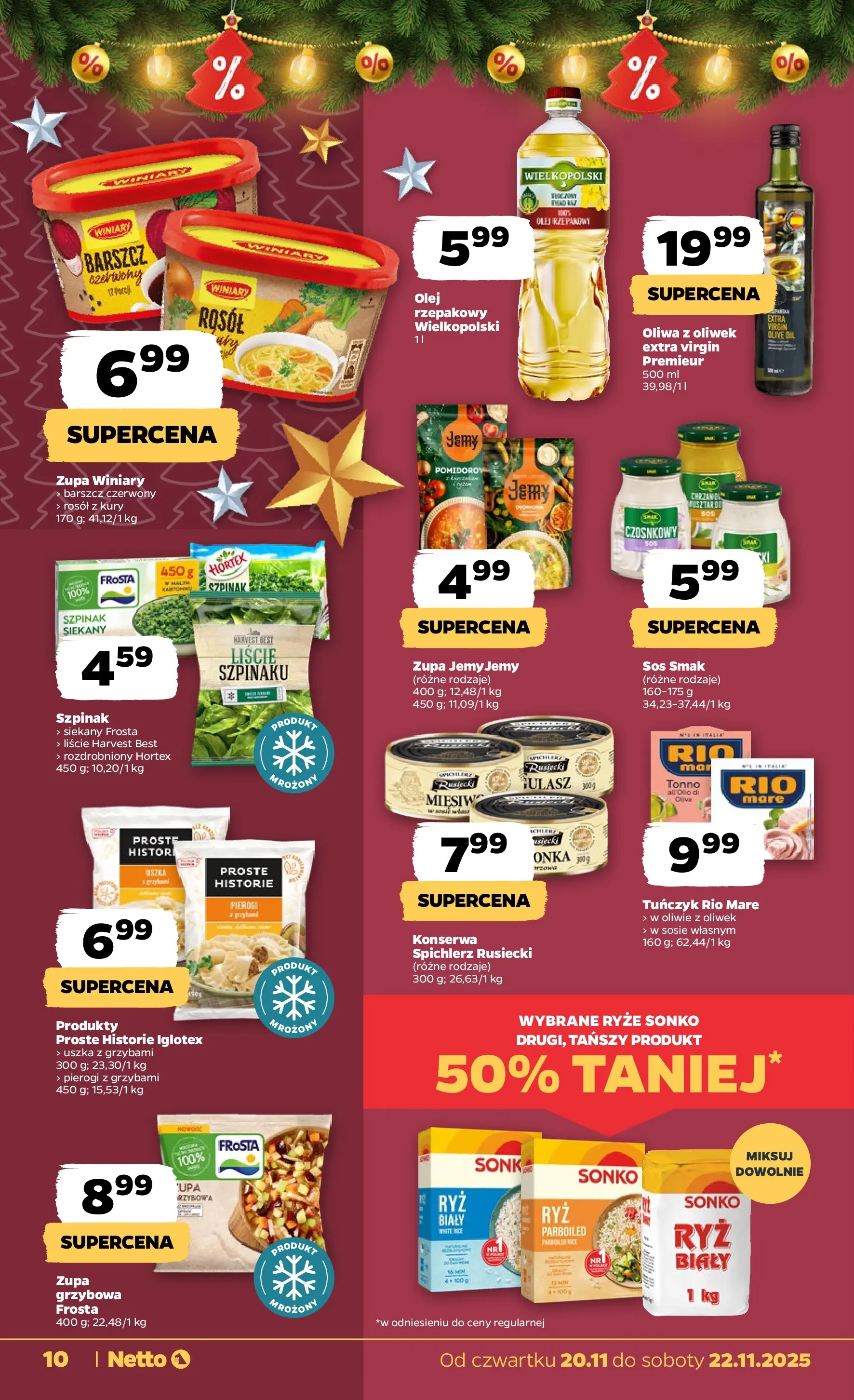 Netto gazetka - Spożywcza od 20.11.2025 - Aktualne promocje | Strona: 10 | Produkty: Tuńczyk, Uszka z grzybami, Zupa, Olej
