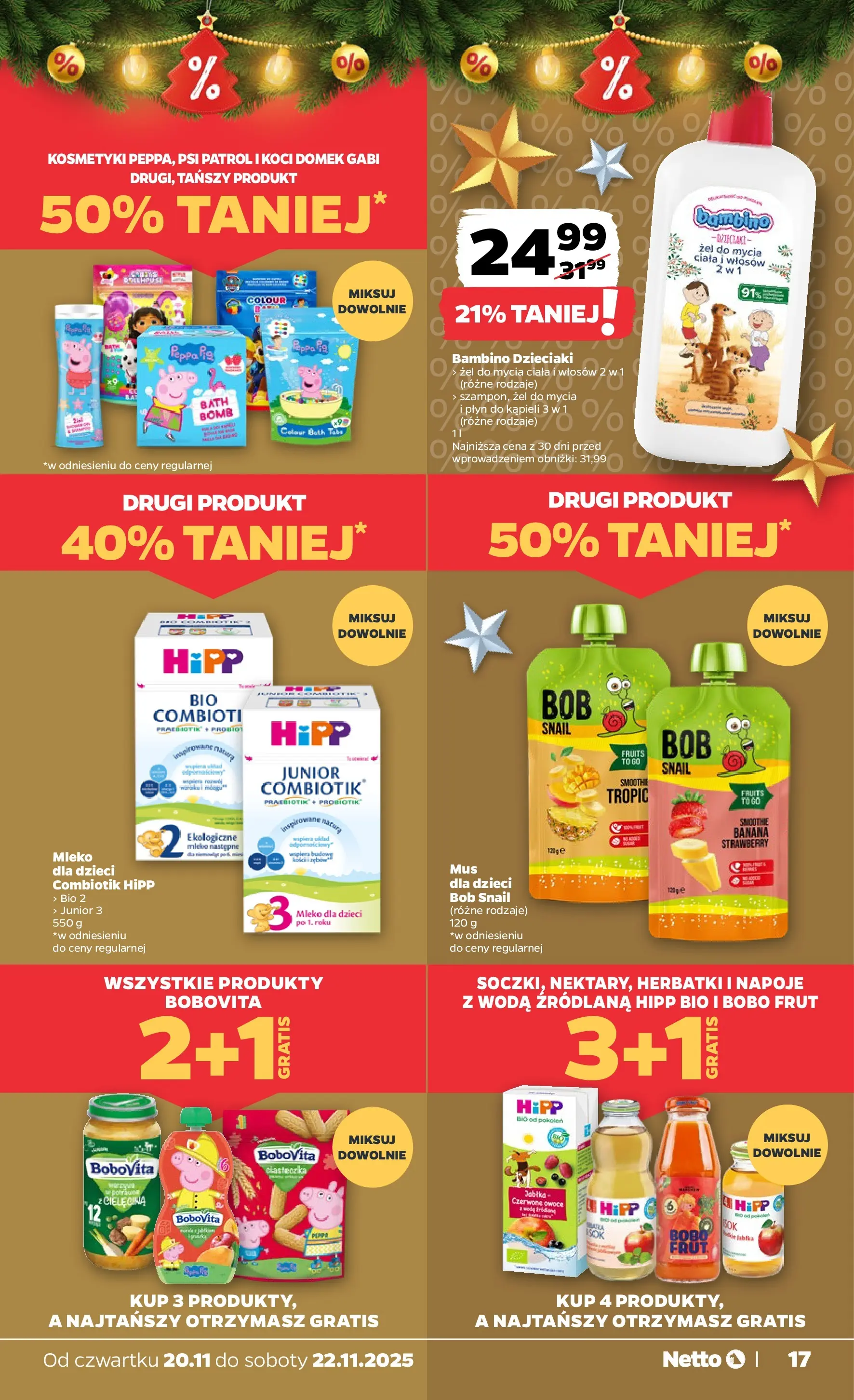 Netto gazetka - Spożywcza od 20.11.2025 - Aktualne promocje | Strona: 17 | Produkty: Kosmetyki, Woda źródlana, Smoothie, Woda