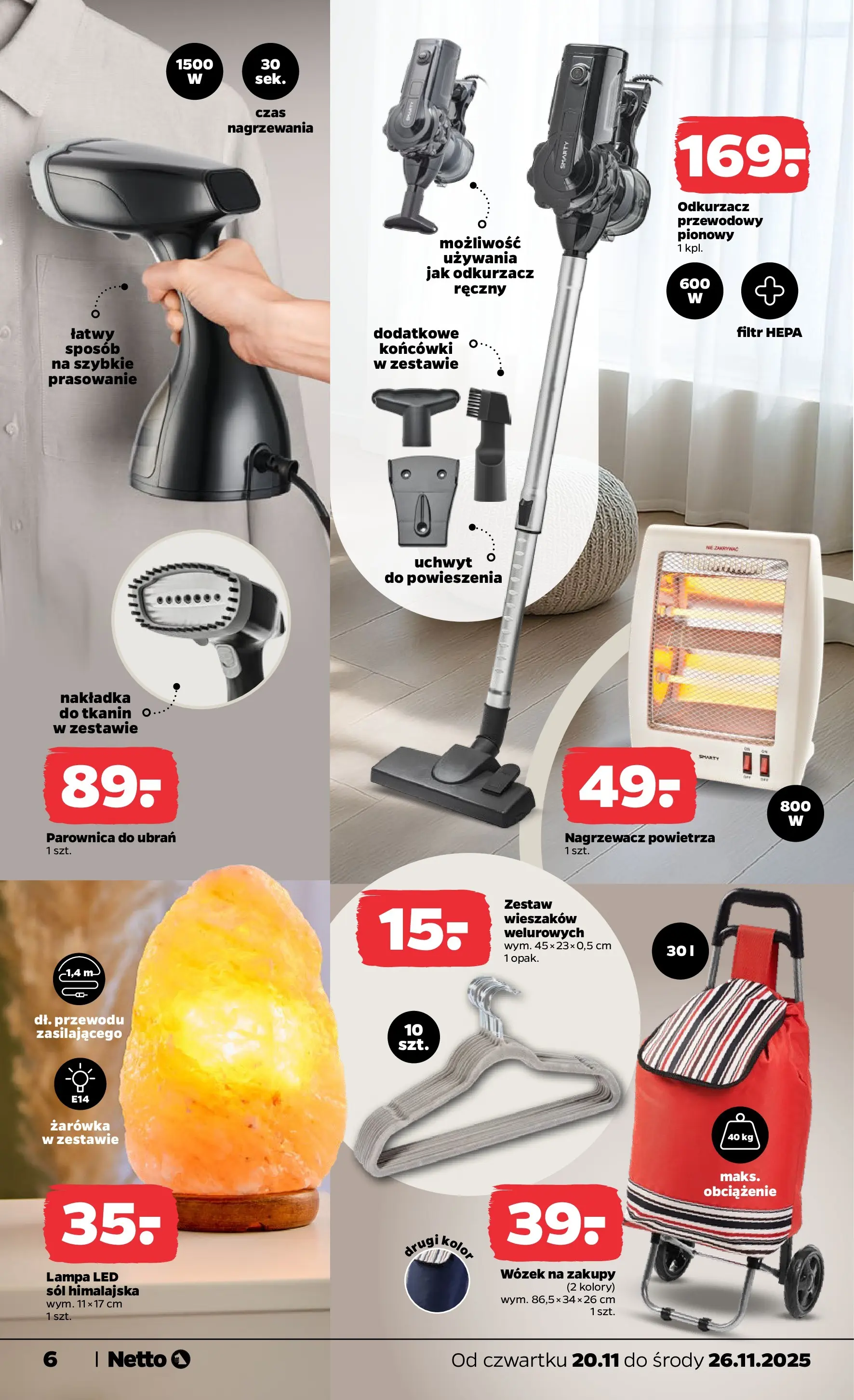 Netto gazetka - Non Food od 20.11.2025 - Aktualne promocje | Strona: 6 | Produkty: Lampa, Sól himalajska, Parownica, Sól