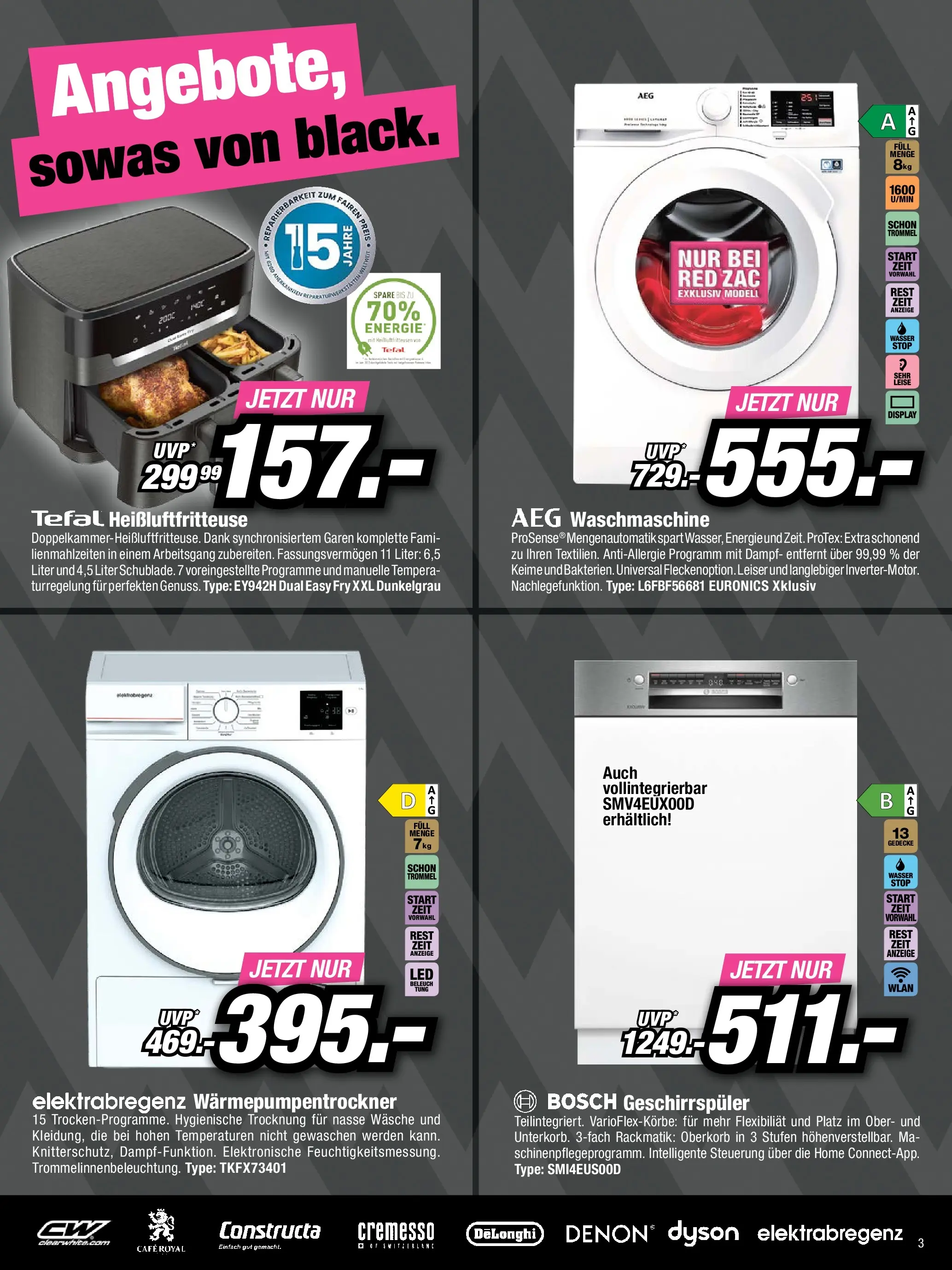 RED ZAC BLACK FRIDAY - Flugblatt (24.11.2025) | Seite: 3 | Produkte: Wasser, Waschmaschine, Geschirrspüler