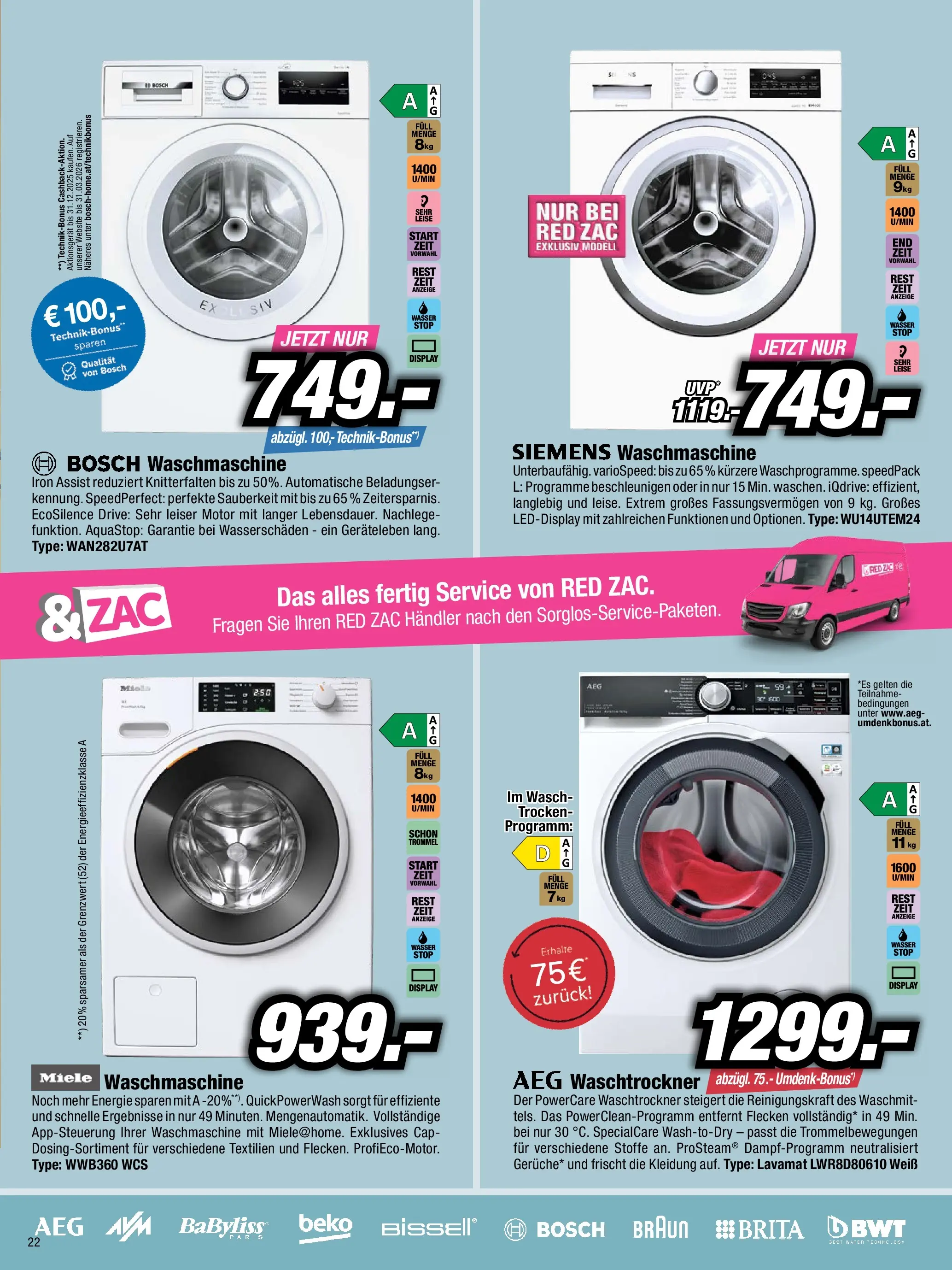 RED ZAC BLACK FRIDAY - Flugblatt (24.11.2025) | Seite: 22 | Produkte: Wasser, Waschmaschine