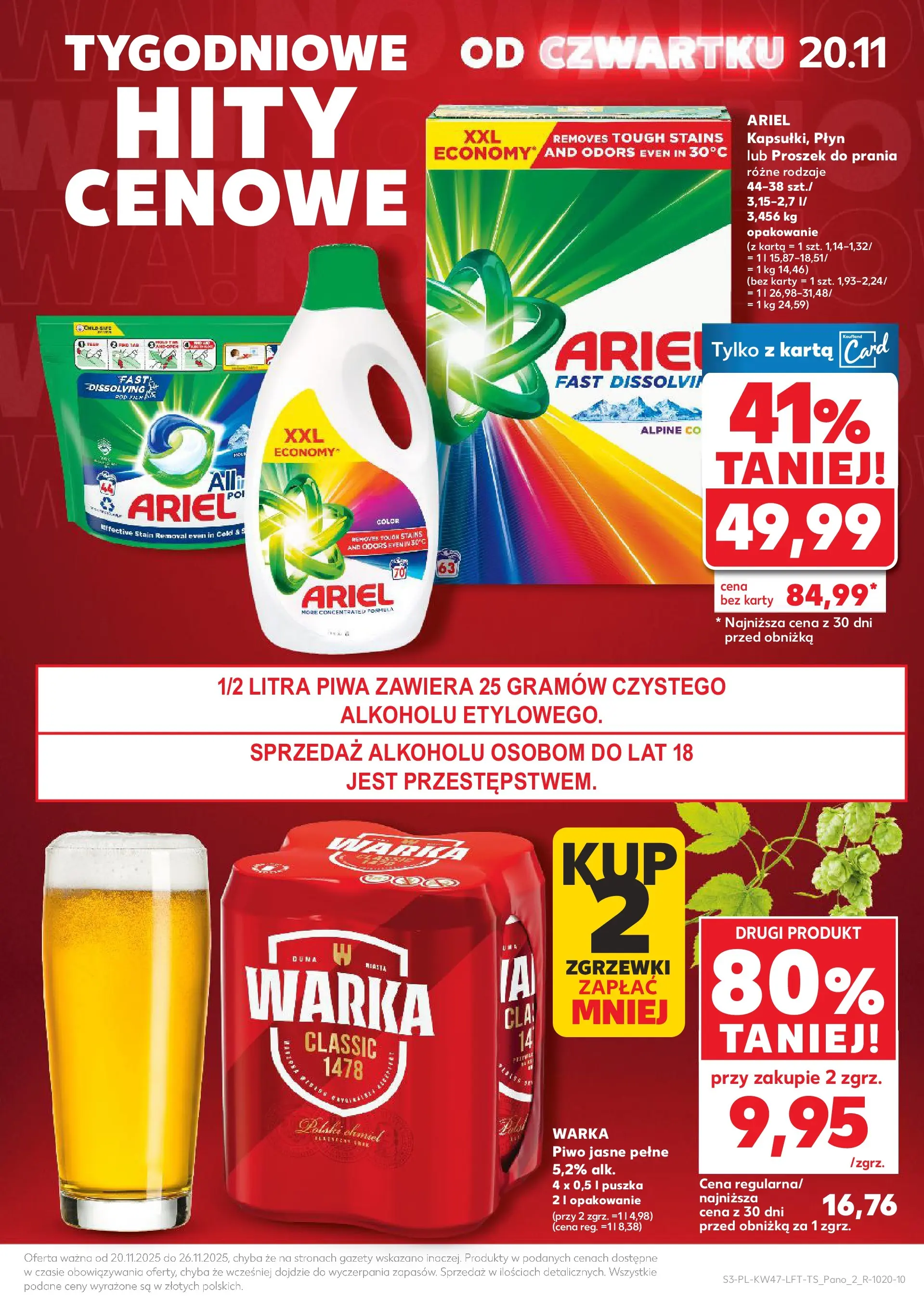 Kaufland gazetka od 20.11.2025 - od jutra PDF | Strona: 3 | Produkty: Karta, Warka, Piwo, Proszek do prania