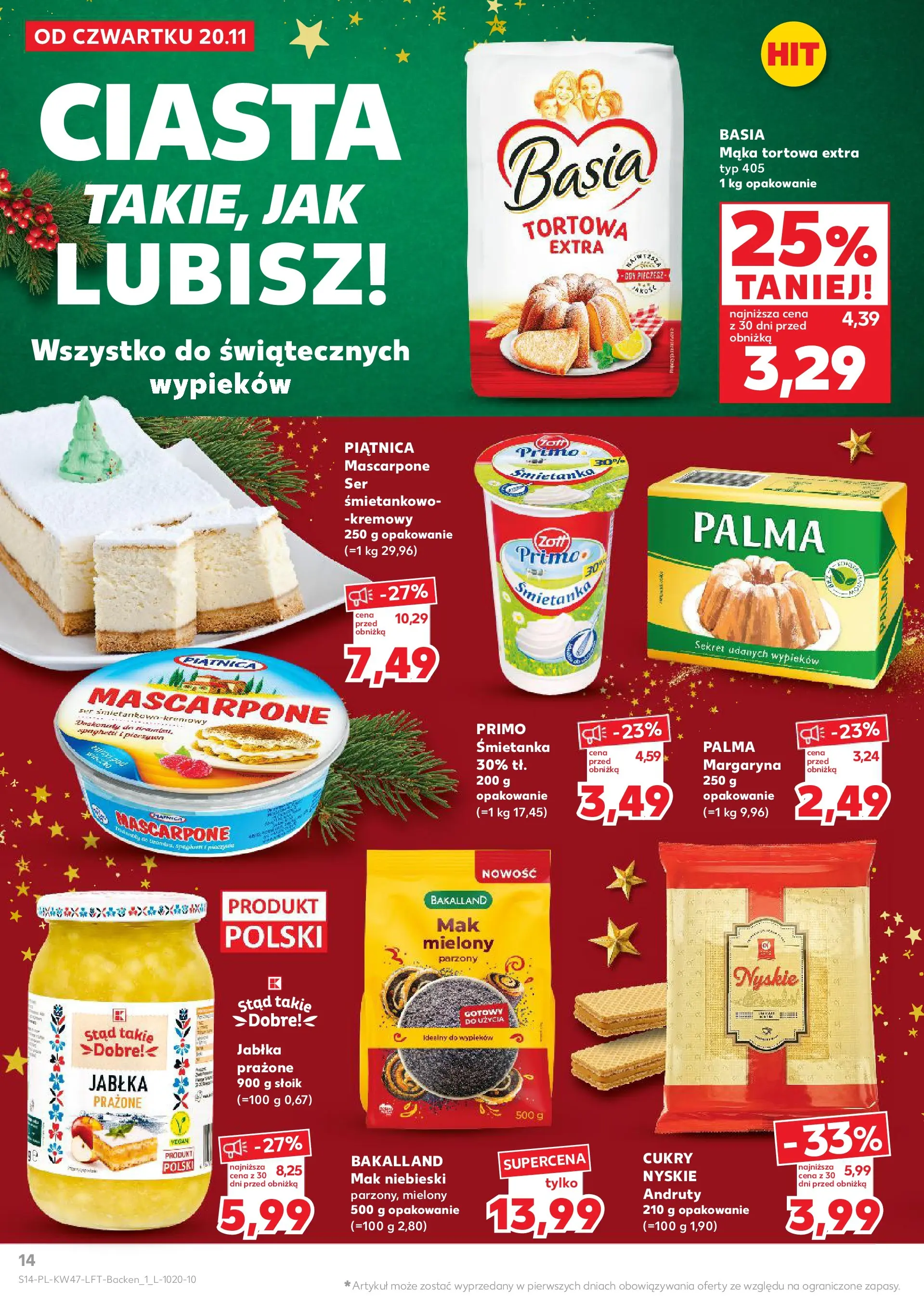 Kaufland gazetka od 20.11.2025 - od jutra PDF | Strona: 14 | Produkty: Mak, Mak niebieski, Mascarpone, Jabłka