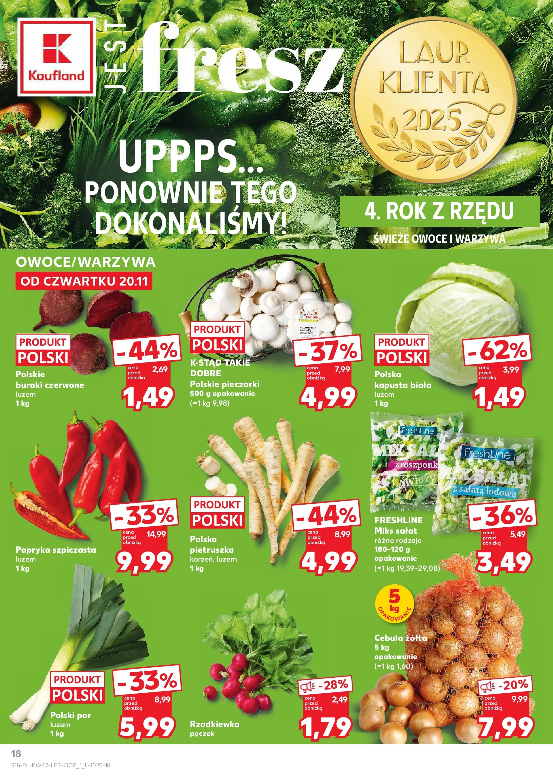 Kaufland gazetka od 20.11.2025 - od jutra PDF | Strona: 18 | Produkty: Kapusta, Pietruszka, Por, Papryka