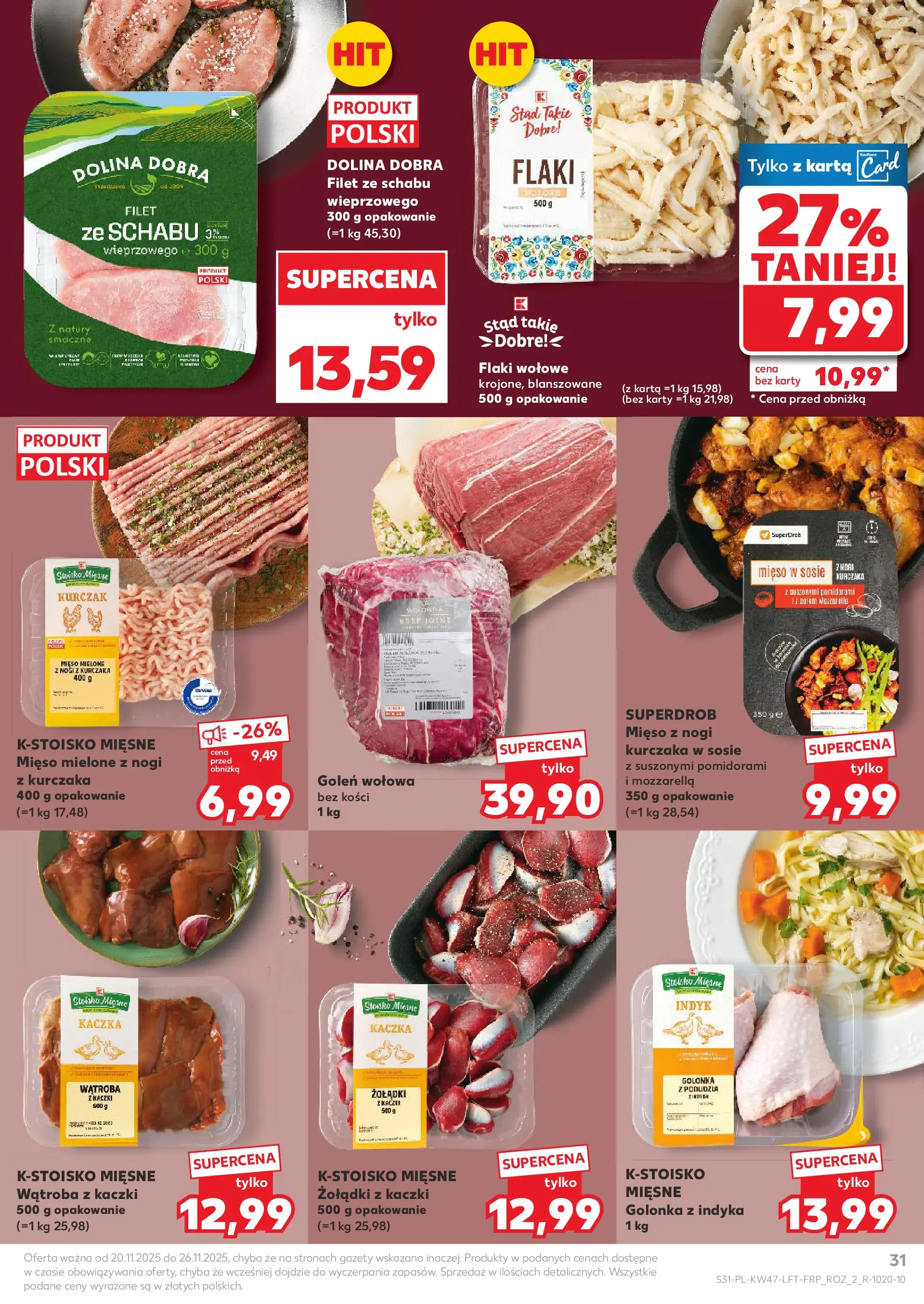 Kaufland gazetka od 20.11.2025 - od jutra PDF | Strona: 31 | Produkty: Karta, Mięso, Mięso mielone, Flaki wołowe
