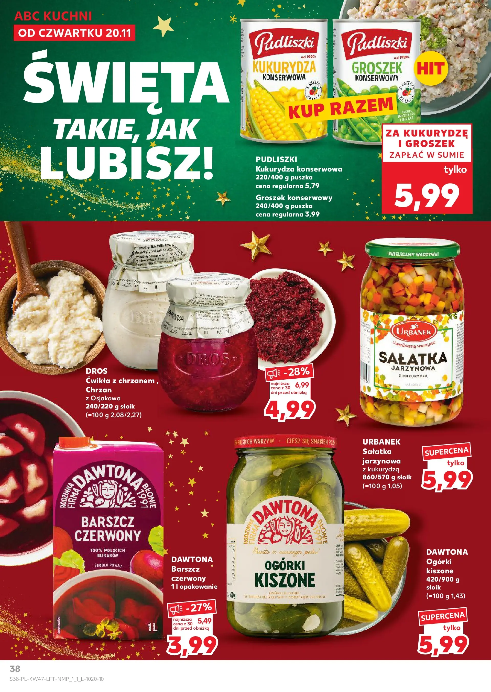 Kaufland gazetka od 20.11.2025 - od jutra PDF | Strona: 38 | Produkty: Groszek, Groszek konserwowy, Sałatka, Warzywa