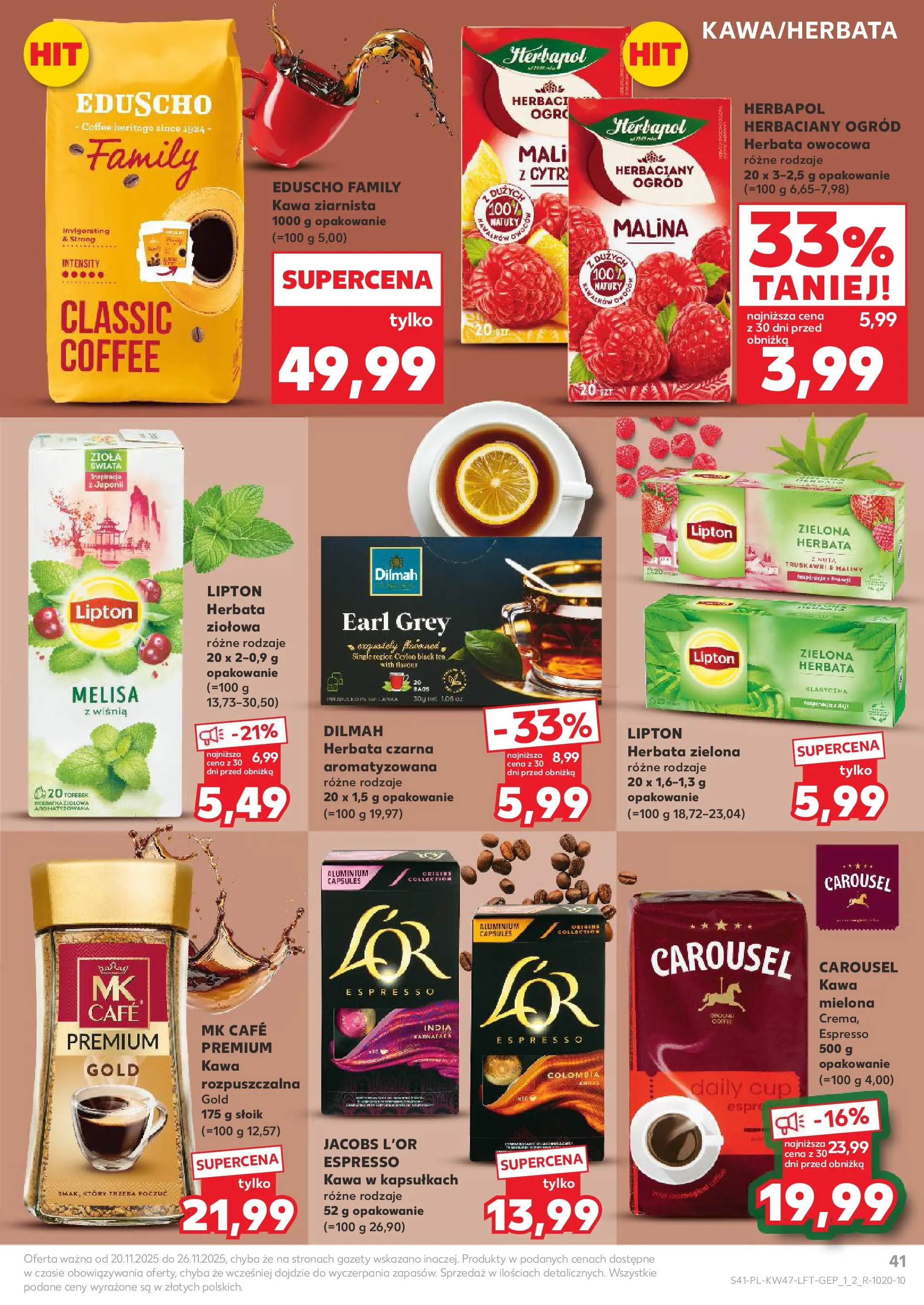 Kaufland gazetka od 20.11.2025 - od jutra PDF | Strona: 41 | Produkty: Maliny, Kawa ziarnista, Herbata, Melisa