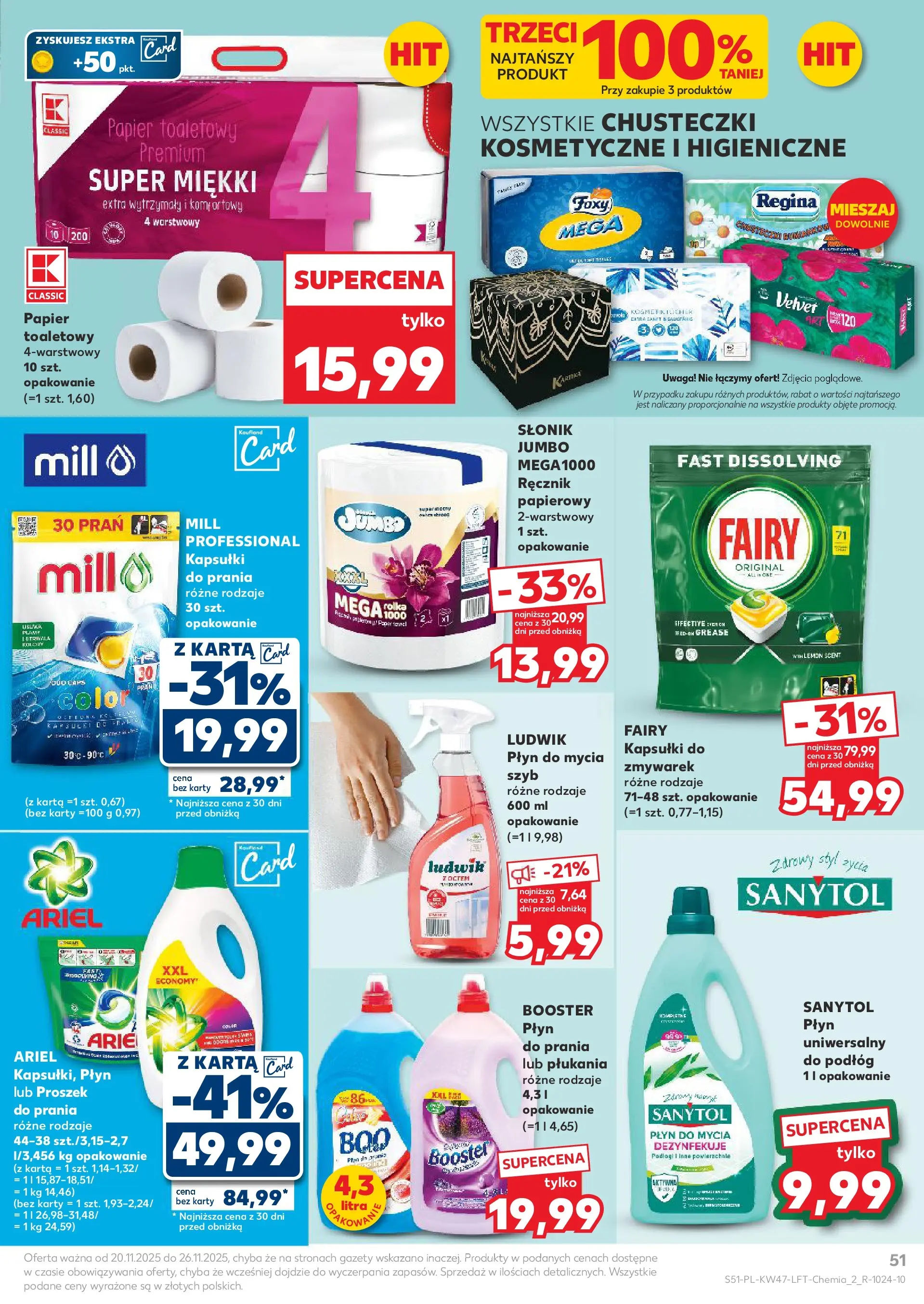 Kaufland gazetka od 20.11.2025 - od jutra PDF | Strona: 51 | Produkty: Karta, Papier toaletowy, Proszek do prania, Ręcznik papierowy