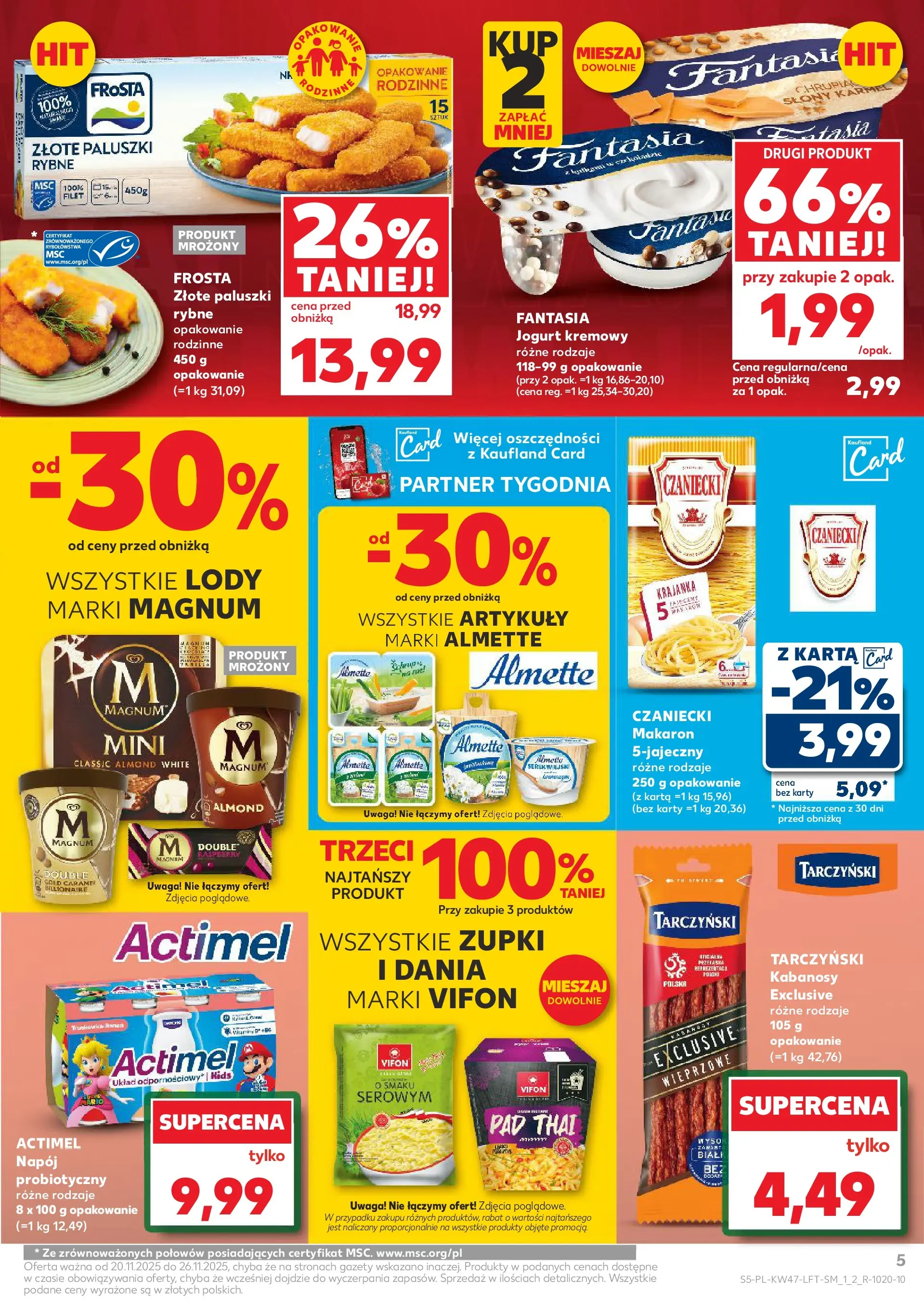Kaufland - Kaufland food ważne do 26.11 (19.11.2025) - od jutra | Strona: 5 | Produkty: Karta, Vifon, Jogurt, Jogurt kremowy Kaufland - Kaufland food ważne do 26.11 od 19.11.2025 - od jutra PDF | Strona: 5 | Produkty: Karta, Vifon, Jogurt, Jogurt kremowy
