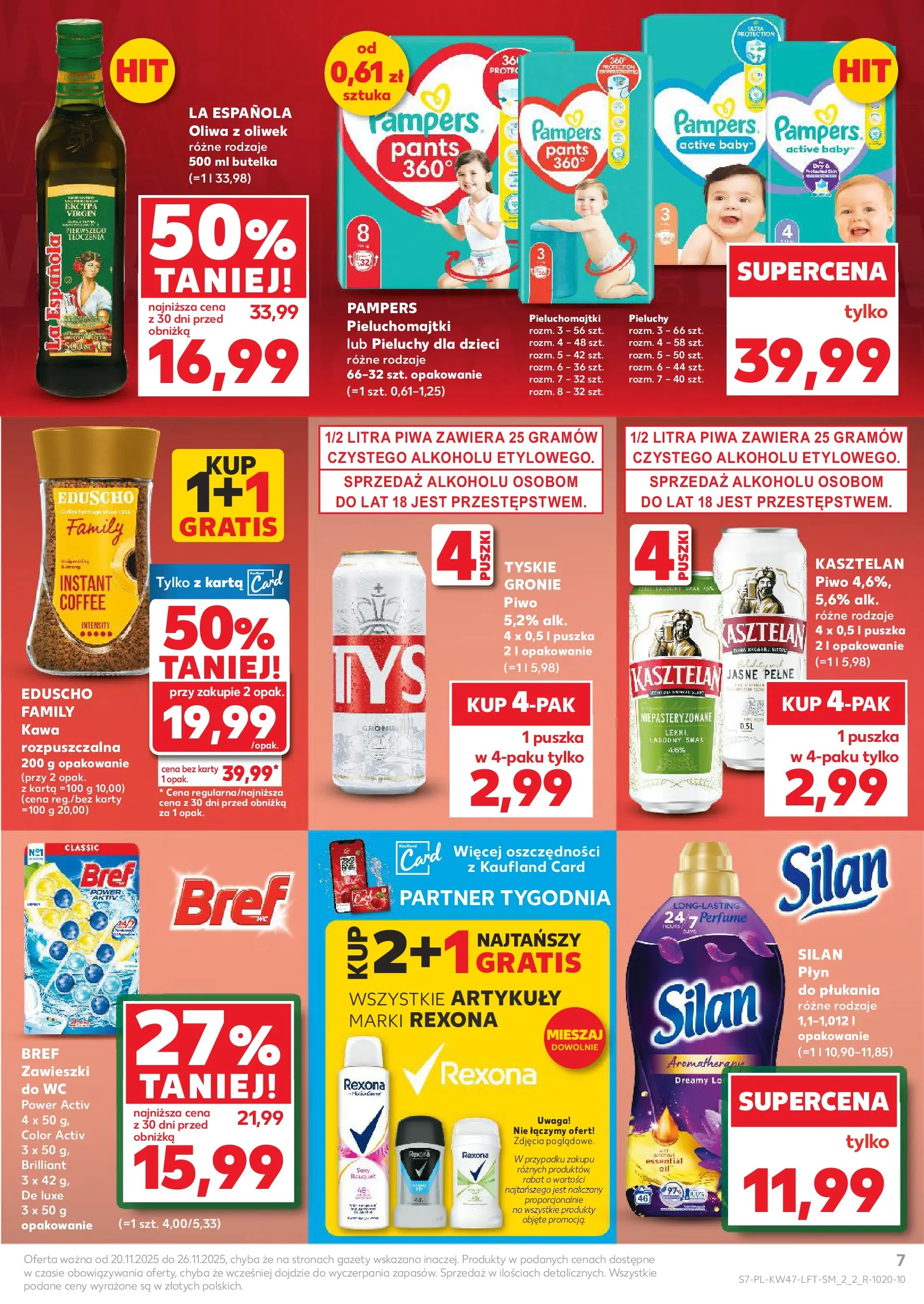 Kaufland - Kaufland food ważne do 26.11 (19.11.2025) - od jutra | Strona: 7 | Produkty: Karta, Oliwa z oliwek, Pampers, Kawa Kaufland - Kaufland food ważne do 26.11 od 19.11.2025 - od jutra PDF | Strona: 7 | Produkty: Karta, Oliwa z oliwek, Pampers, Kawa