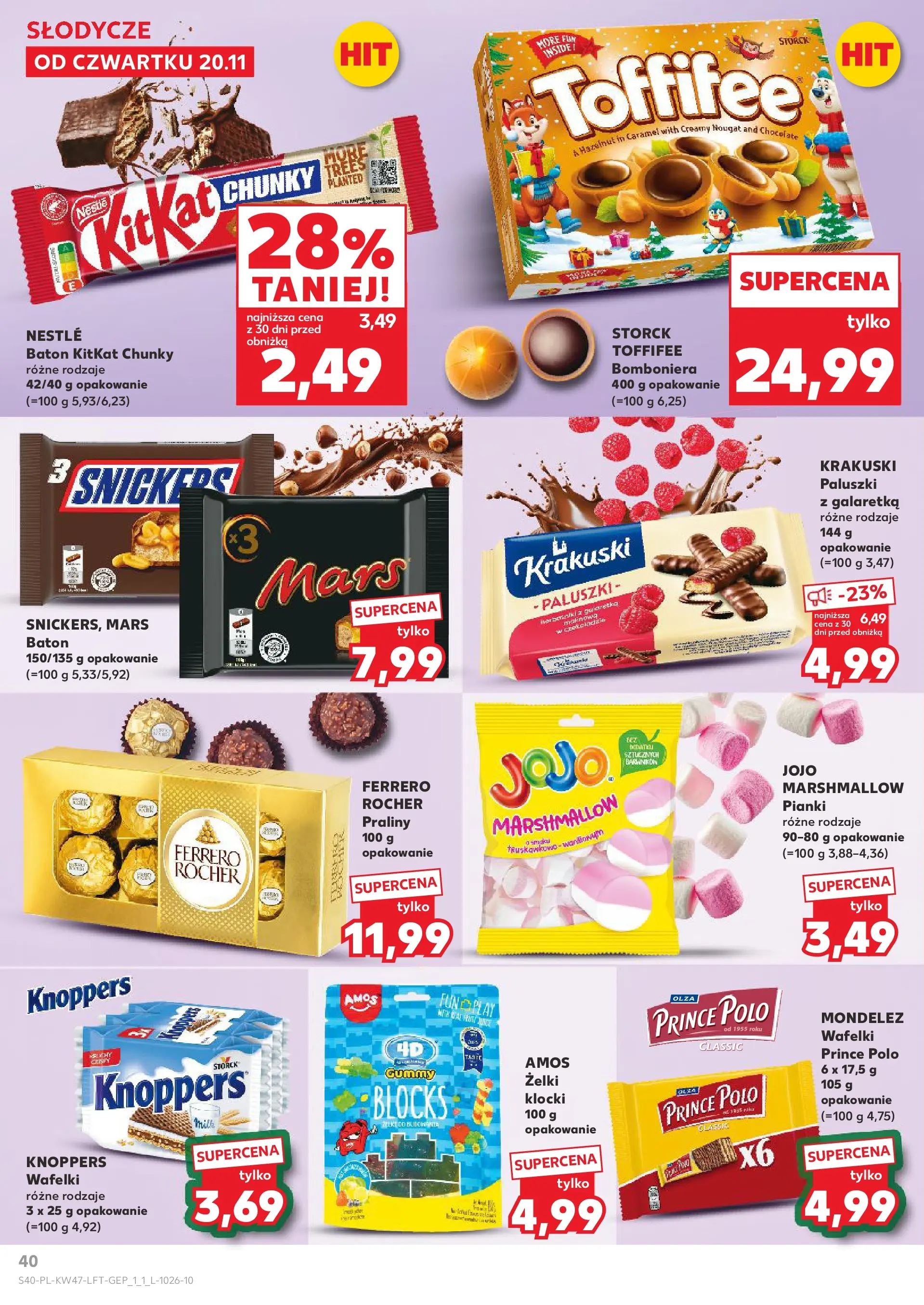 Kaufland - Kaufland food ważne do 26.11 (19.11.2025) - od jutra | Strona: 40 | Produkty: Toffifee, Paluszki, Wafelki, Pianki Kaufland - Kaufland food ważne do 26.11 od 19.11.2025 - od jutra PDF | Strona: 40 | Produkty: Toffifee, Paluszki, Wafelki, Pianki