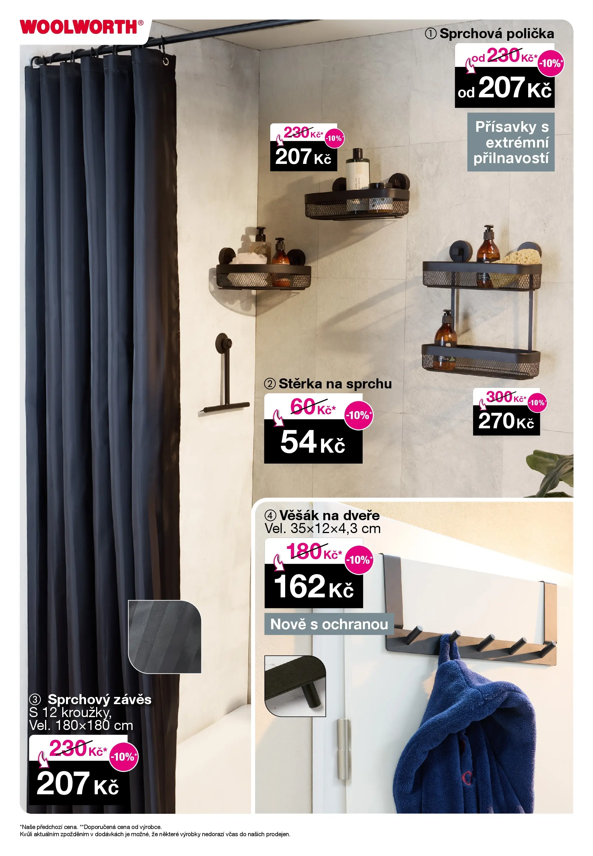 Woolworth leták - Třebíč od 21.11.2025 - akční nabídka | Strana: 16 | Produkty: Sprchový závěs, Polička, Věšák na dveře, Závěs