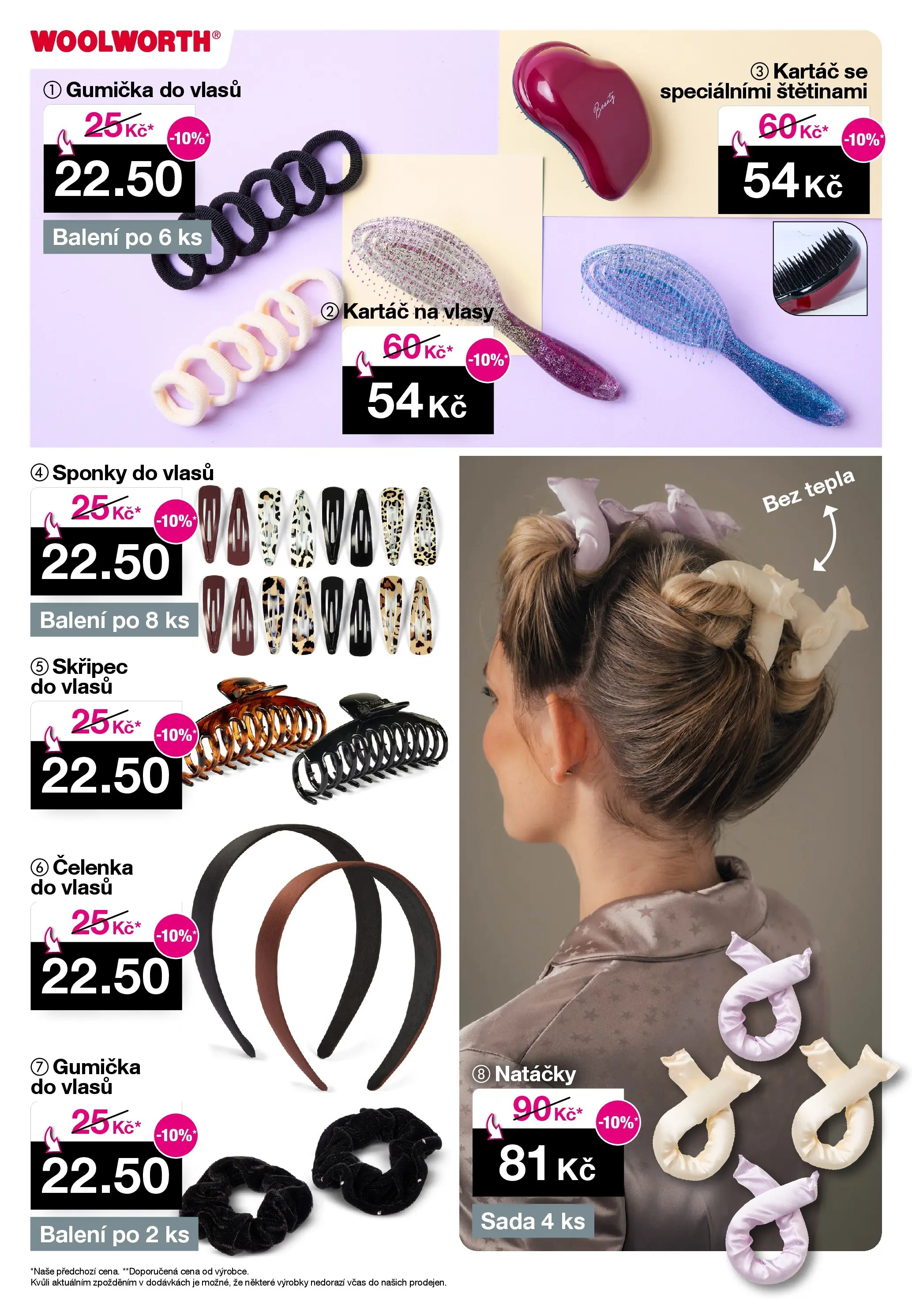 Woolworth leták - Třebíč od 21.11.2025 - akční nabídka | Strana: 18 | Produkty: Čelenka, Kartáč na vlasy, Natáčky, Kartáč