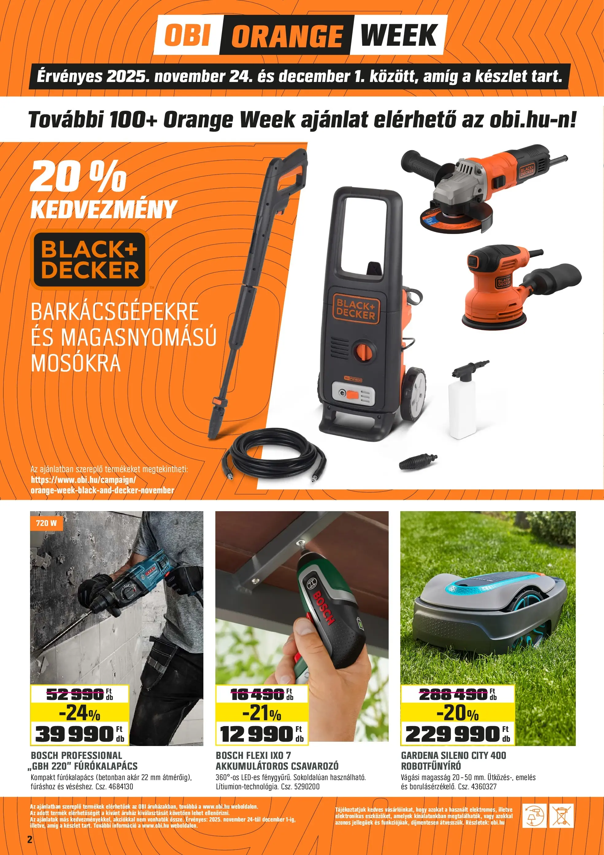 OBI - OBI újság érvényessége 2025.11.23-ig - 2025.11.21. -tól/töl > akció, lapozható szórólap 🛍️ | Oldal: 2 | Termékek: Fúrókalapács, Csavarozó