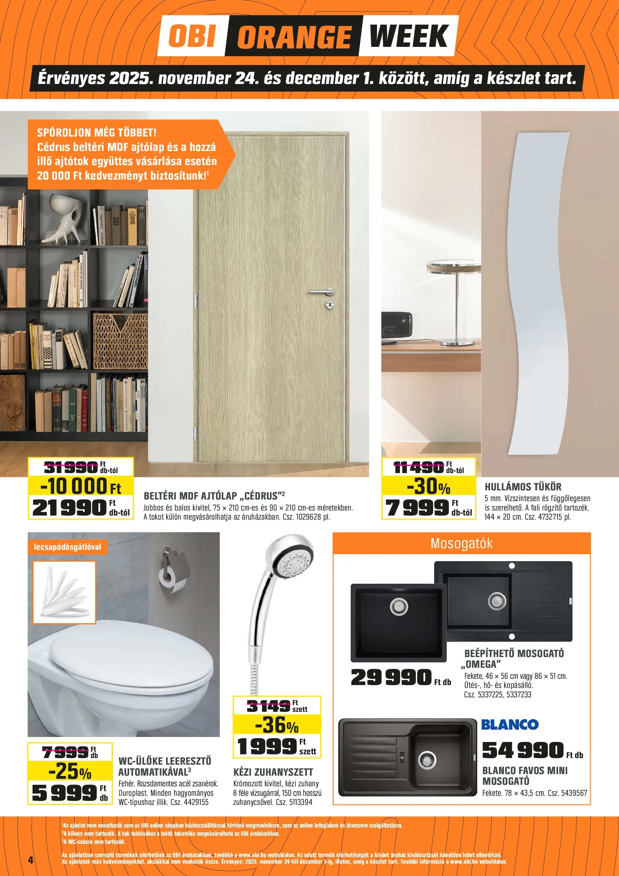 OBI - OBI újság érvényessége 2025.11.23-ig - 2025.11.21. -tól/töl > akció, lapozható szórólap 🛍️ | Oldal: 4 | Termékek: Tök, Zuhany, Tükör, Kilincs